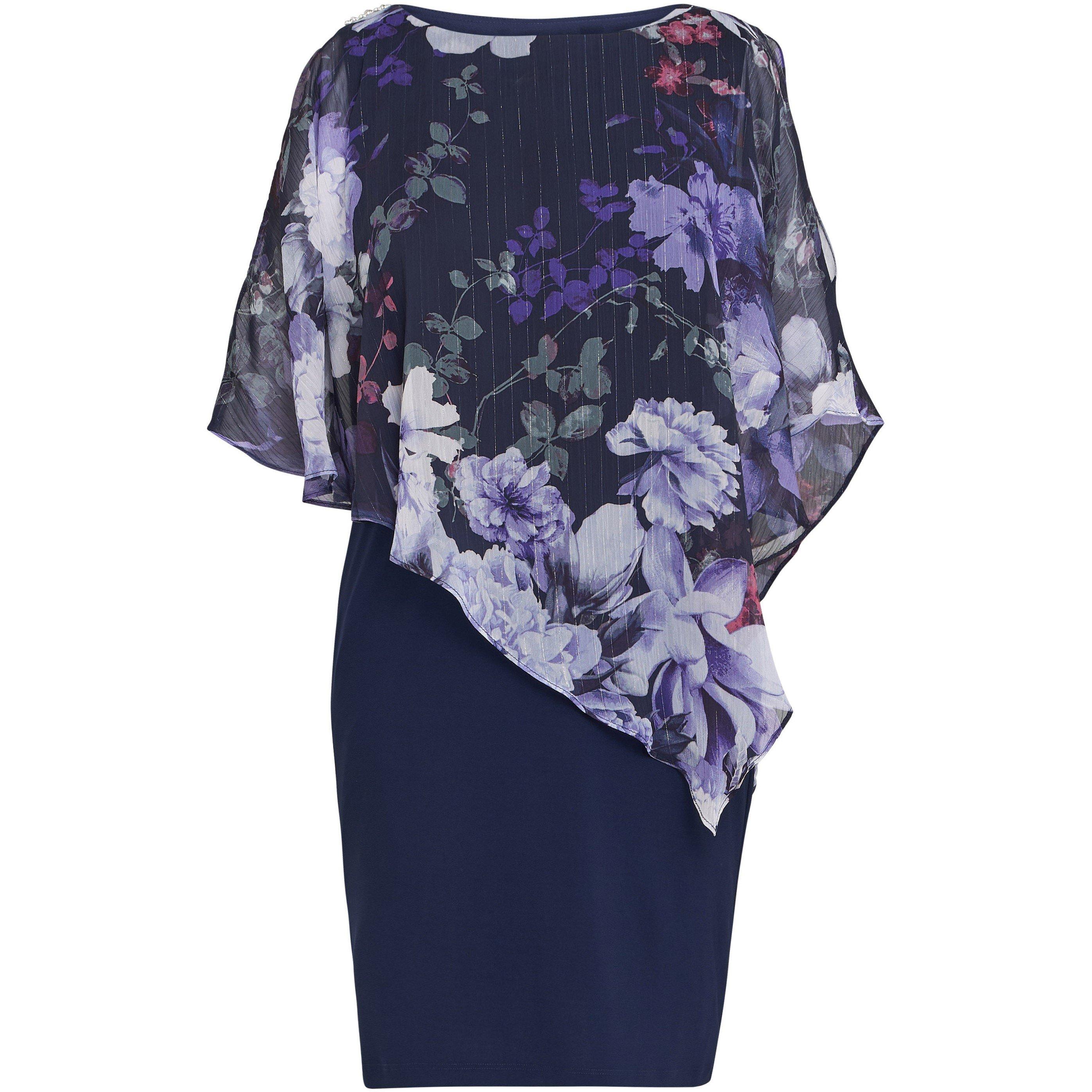 Navy Multi - Gina Bacconi - Estelle Printed Embellished Dress - 4