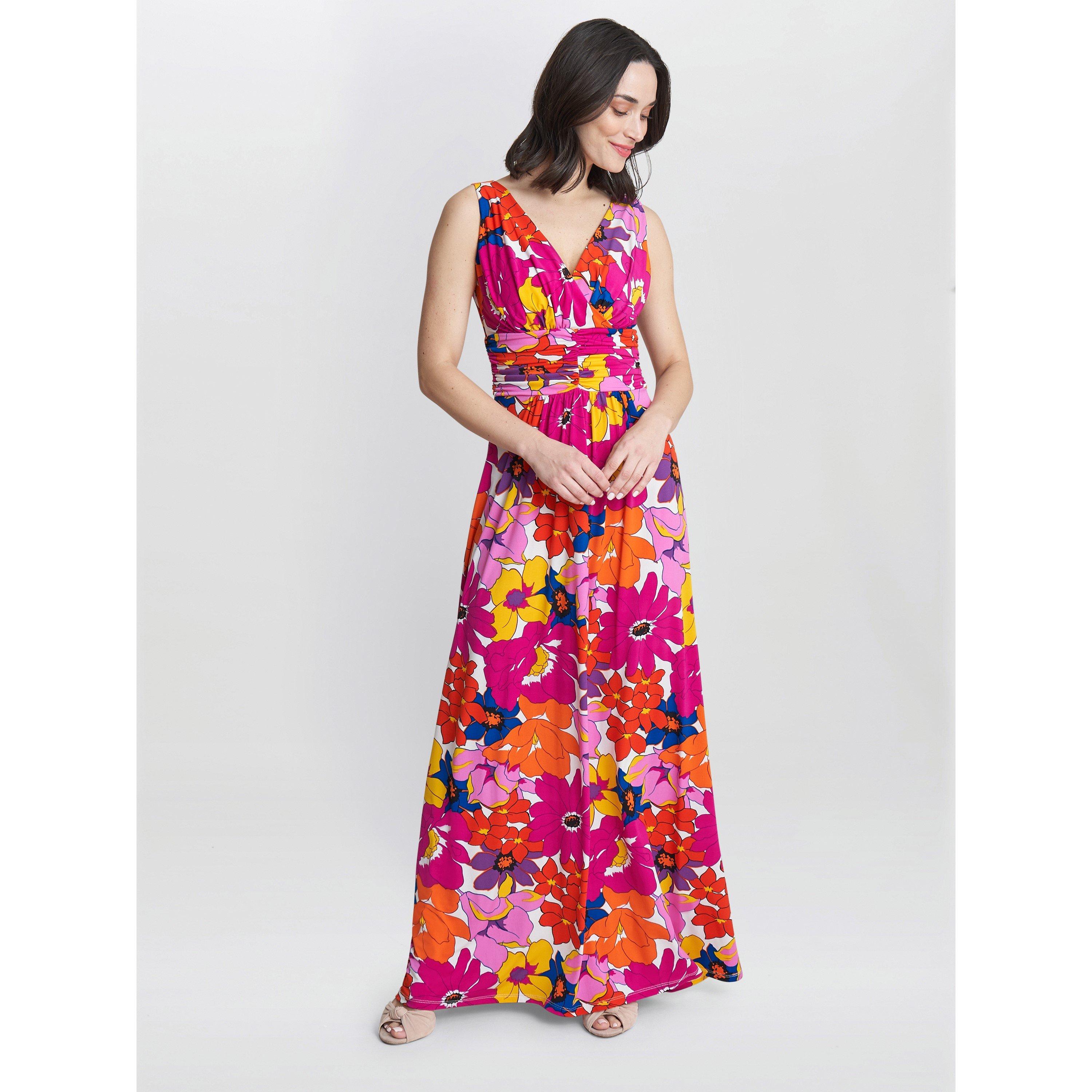 Pink / Orange - Gina Bacconi - Women's Jaime Maxi Jersey Dress - 3