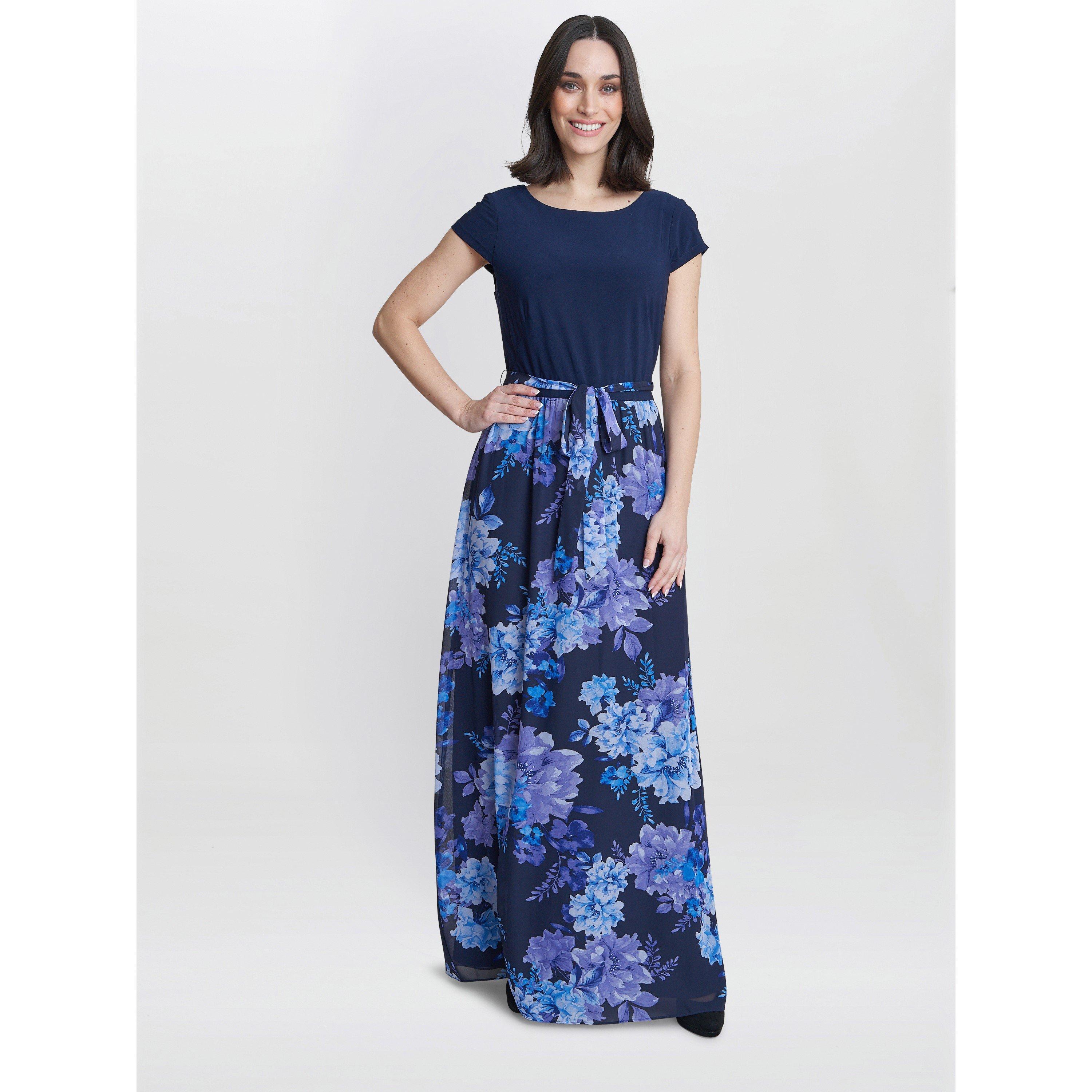 Navy / Multi - Gina Bacconi - Carmen Printed Maxi With Tie Belt - 1