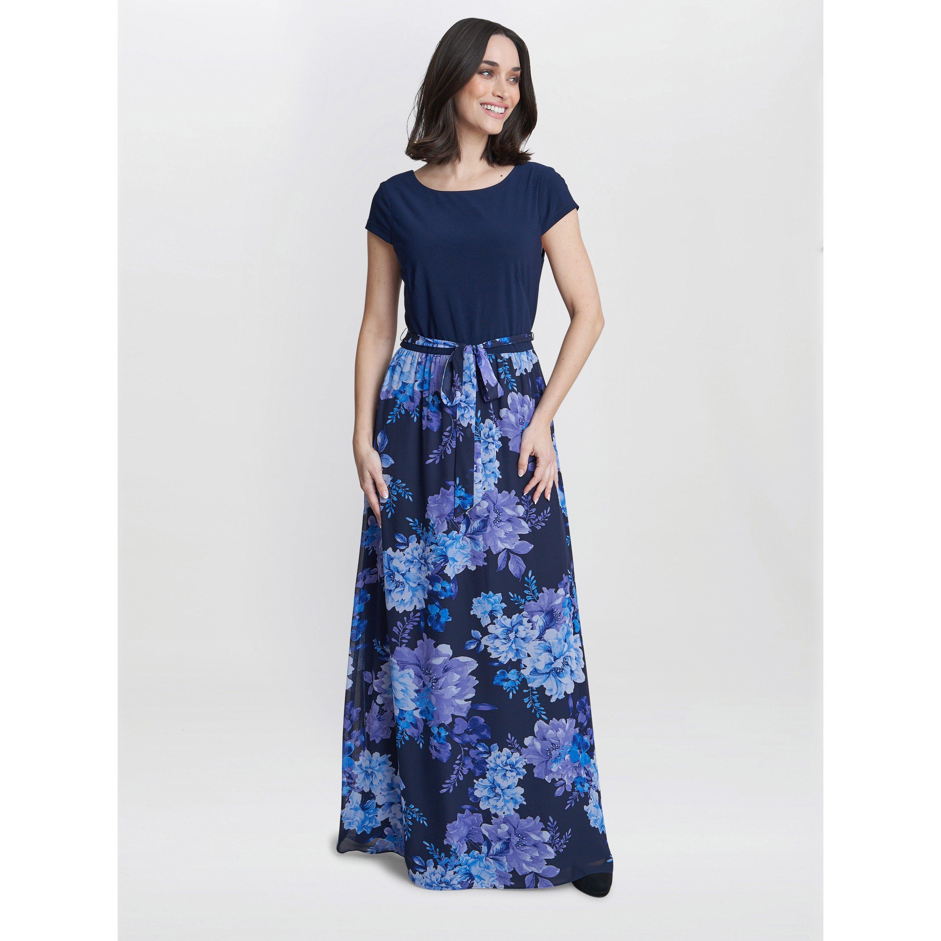 Navy / Multi - Gina Bacconi - Carmen Printed Maxi With Tie Belt - 3