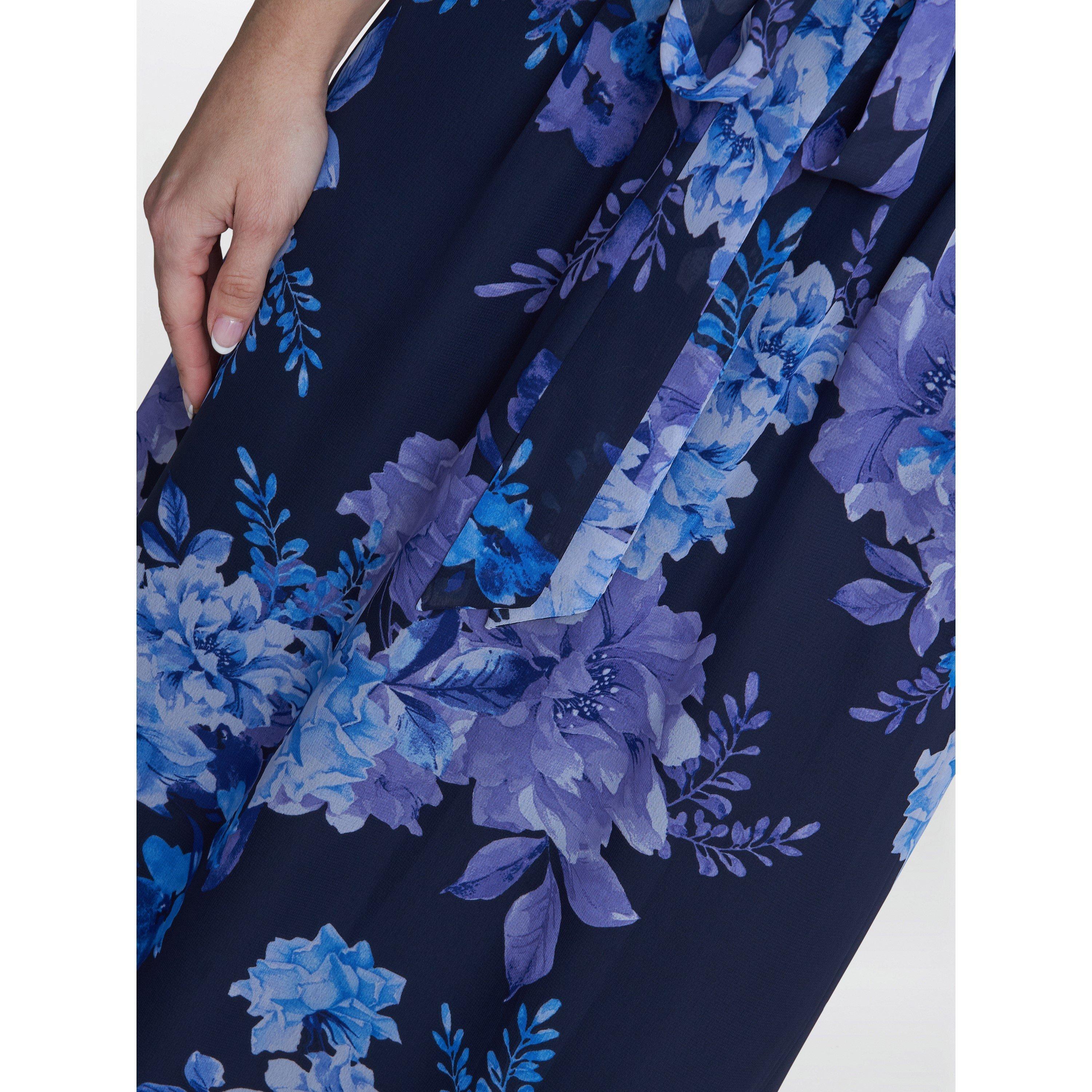 Navy / Multi - Gina Bacconi - Carmen Printed Maxi With Tie Belt - 4