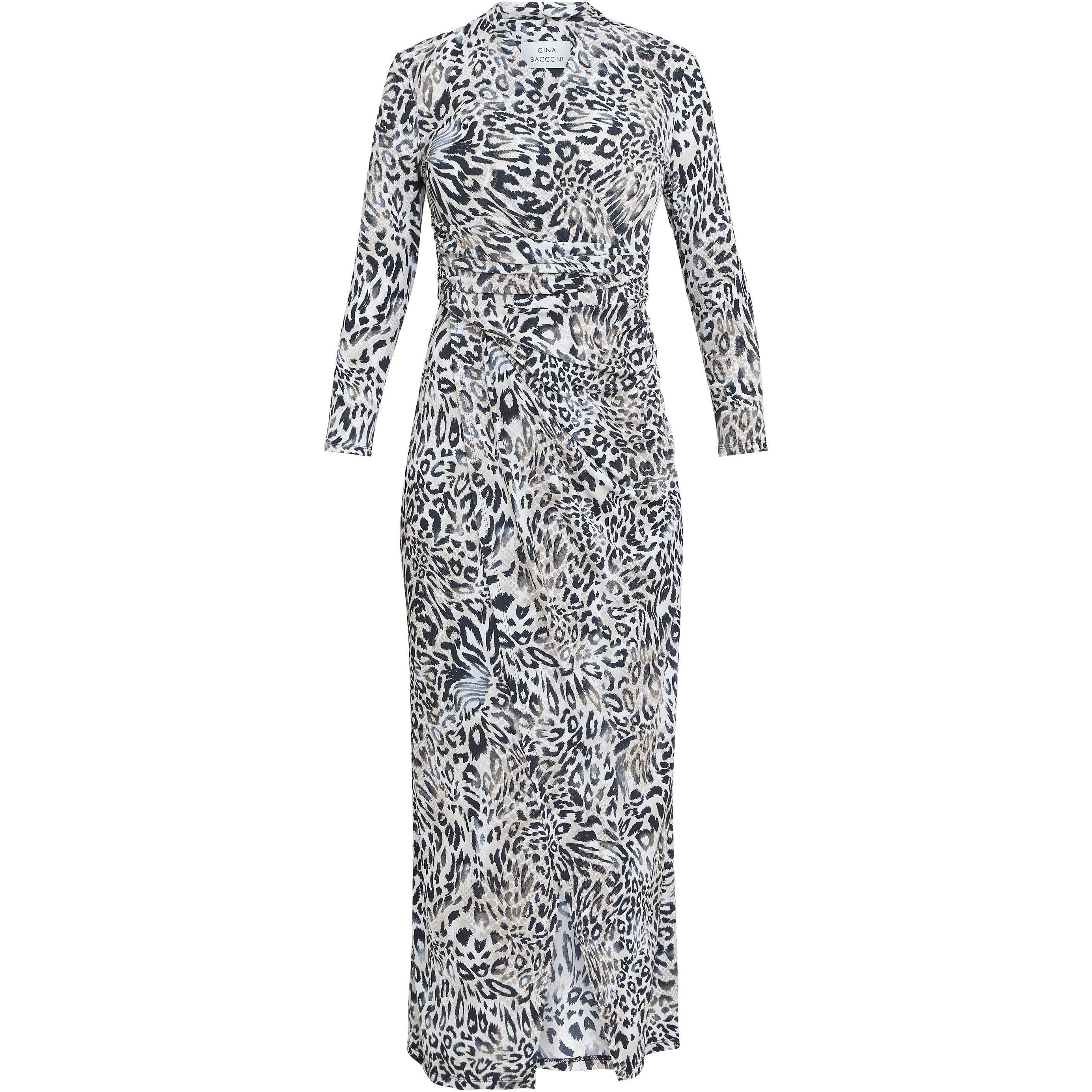 Black / Beige - Gina Bacconi - Keri Jersey Wrap Maxi Dress - 4