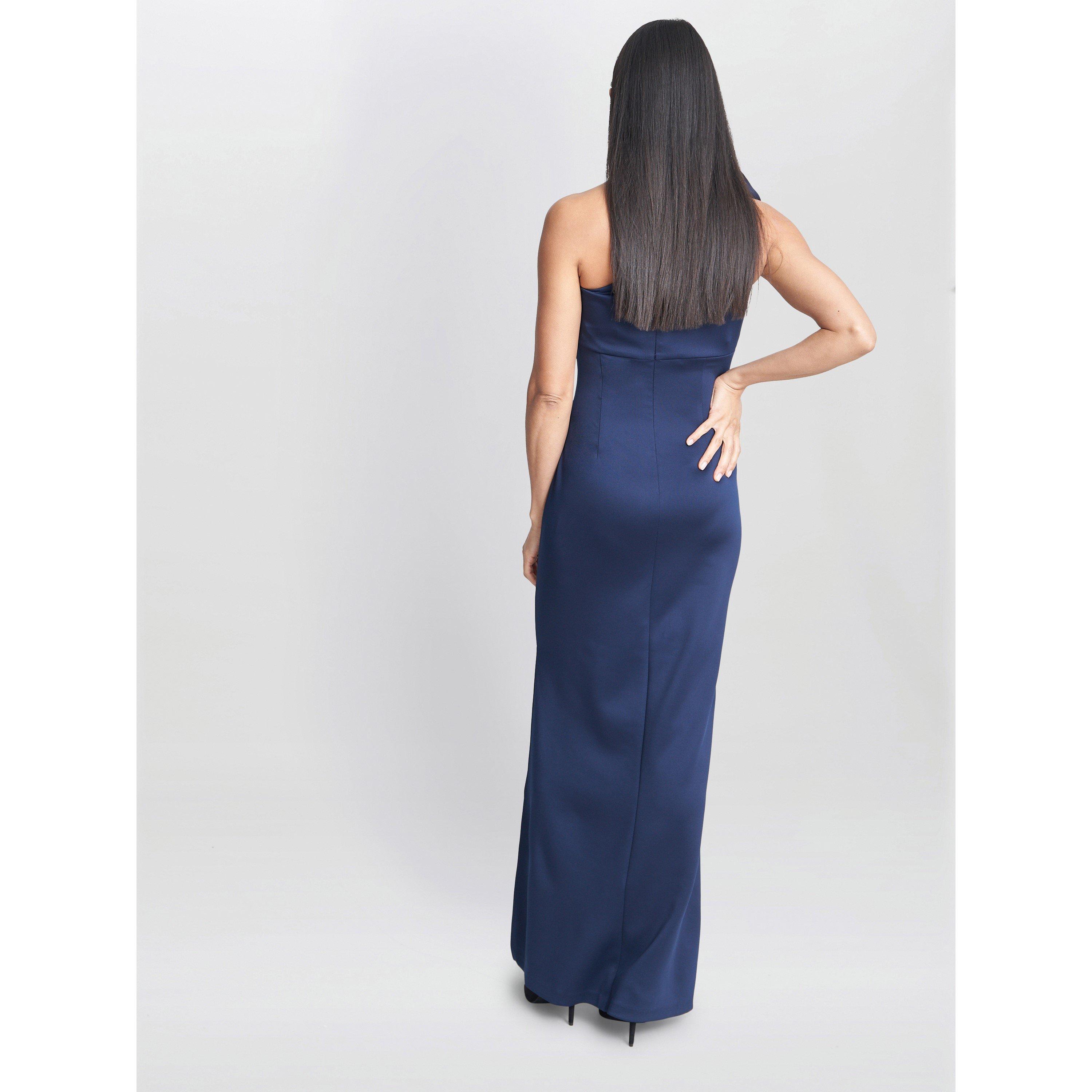 Navy - Gina Bacconi - Agatha 3D Flower One Shoulder Maxi Dress - 2