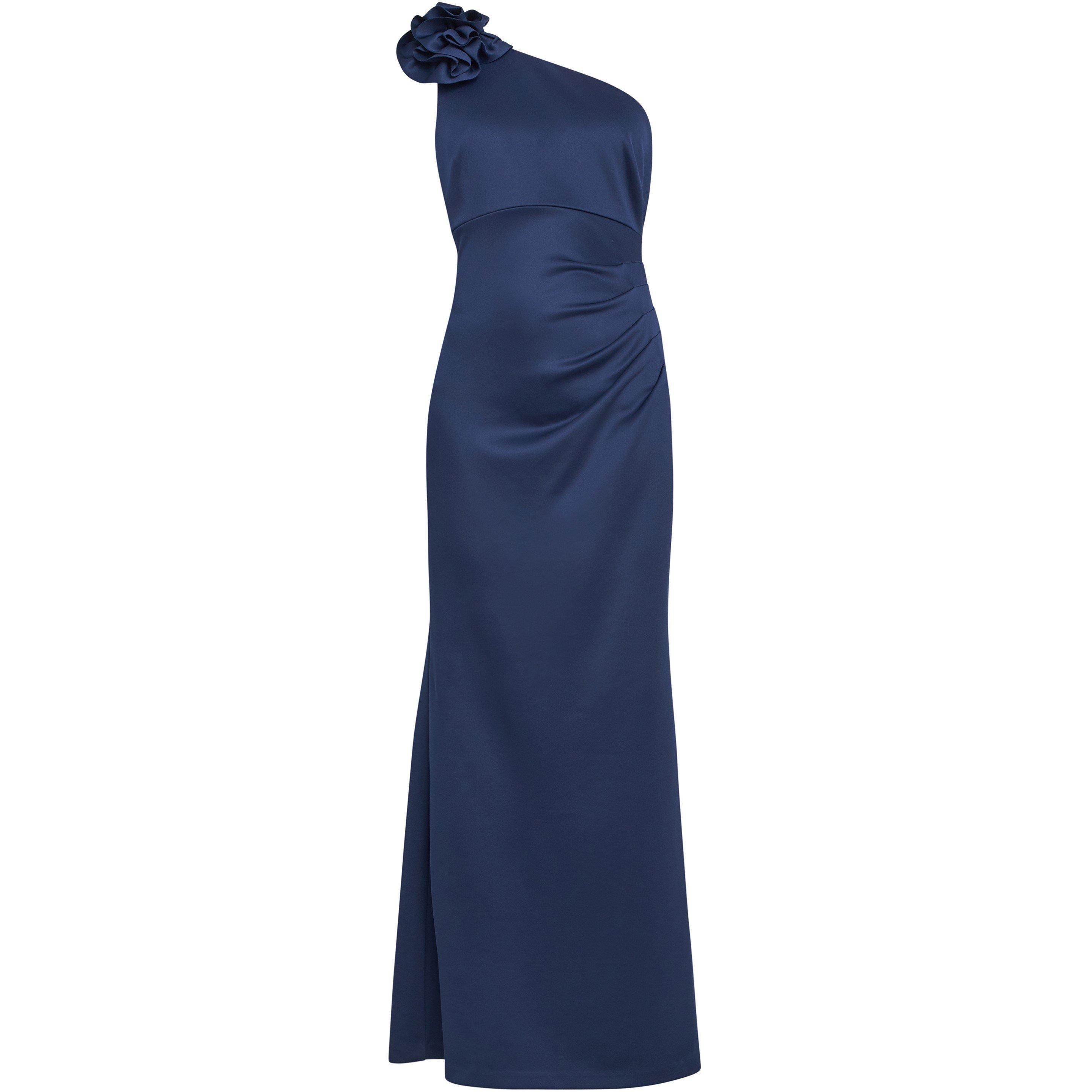 Navy - Gina Bacconi - Agatha 3D Flower One Shoulder Maxi Dress - 4
