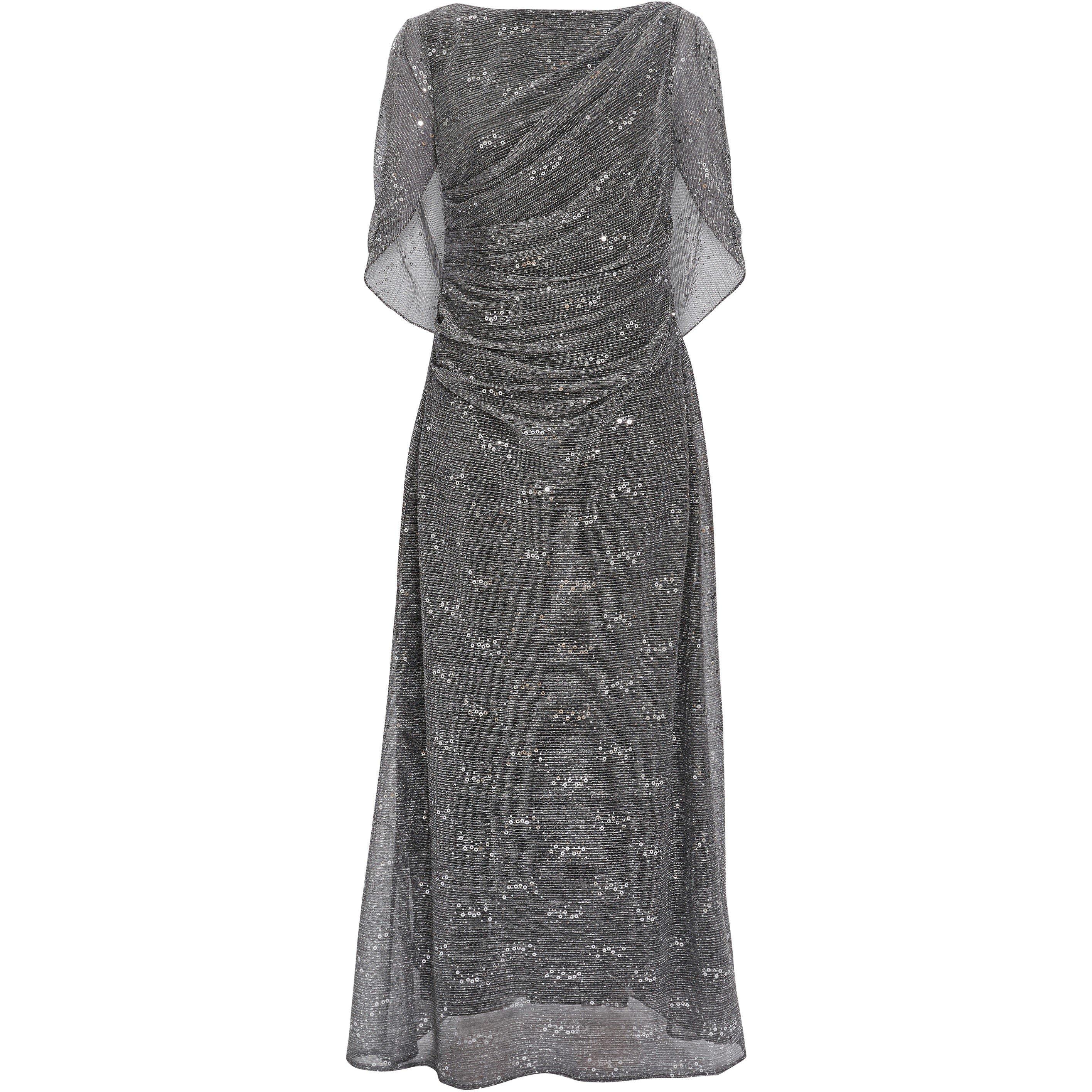 Black Silver - Gina Bacconi - Joanna Metallic Sequin Knit Maxi Dress - 4