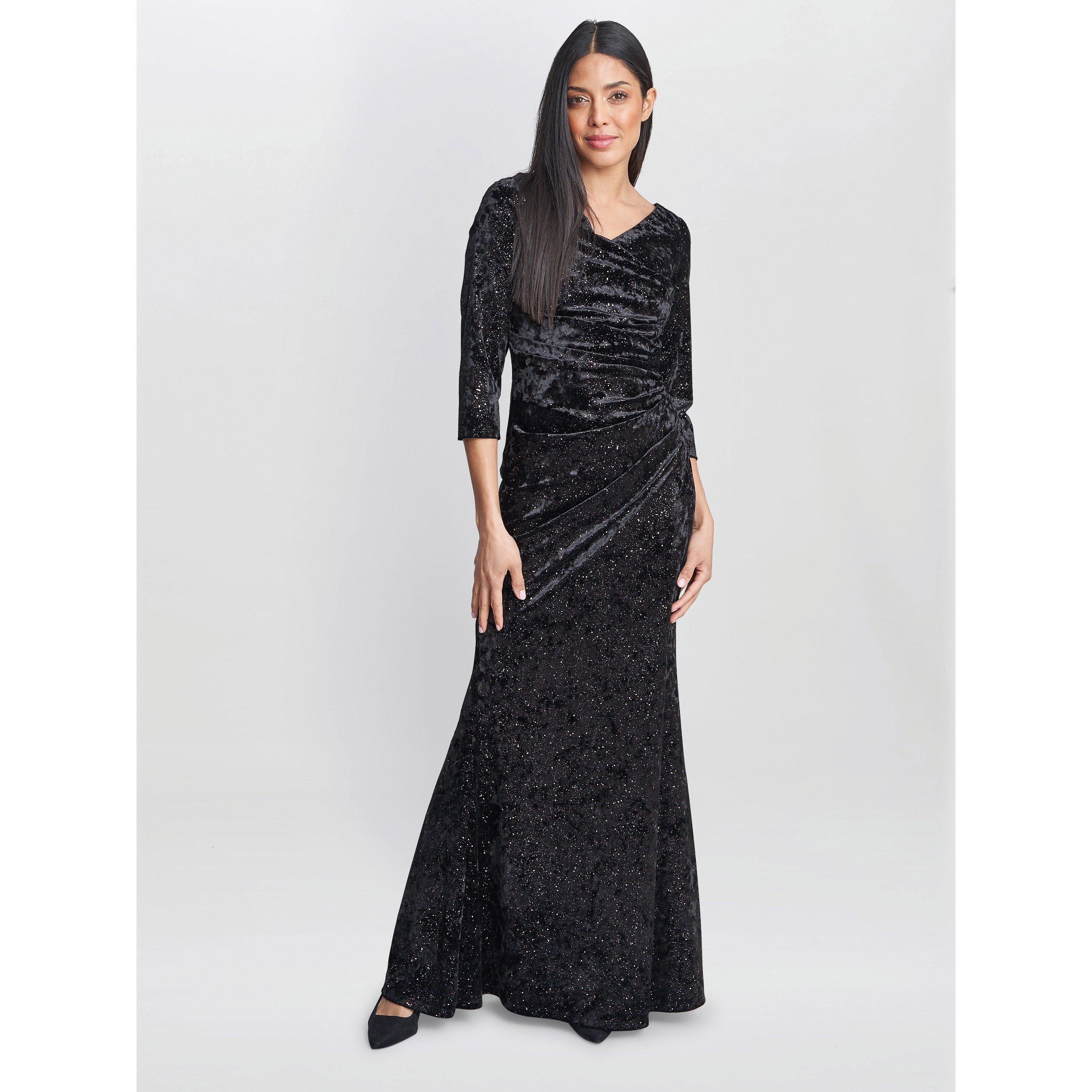 Black / Multi - Gina Bacconi - Whitney Velvet Sparkle Maxi Dress - 1