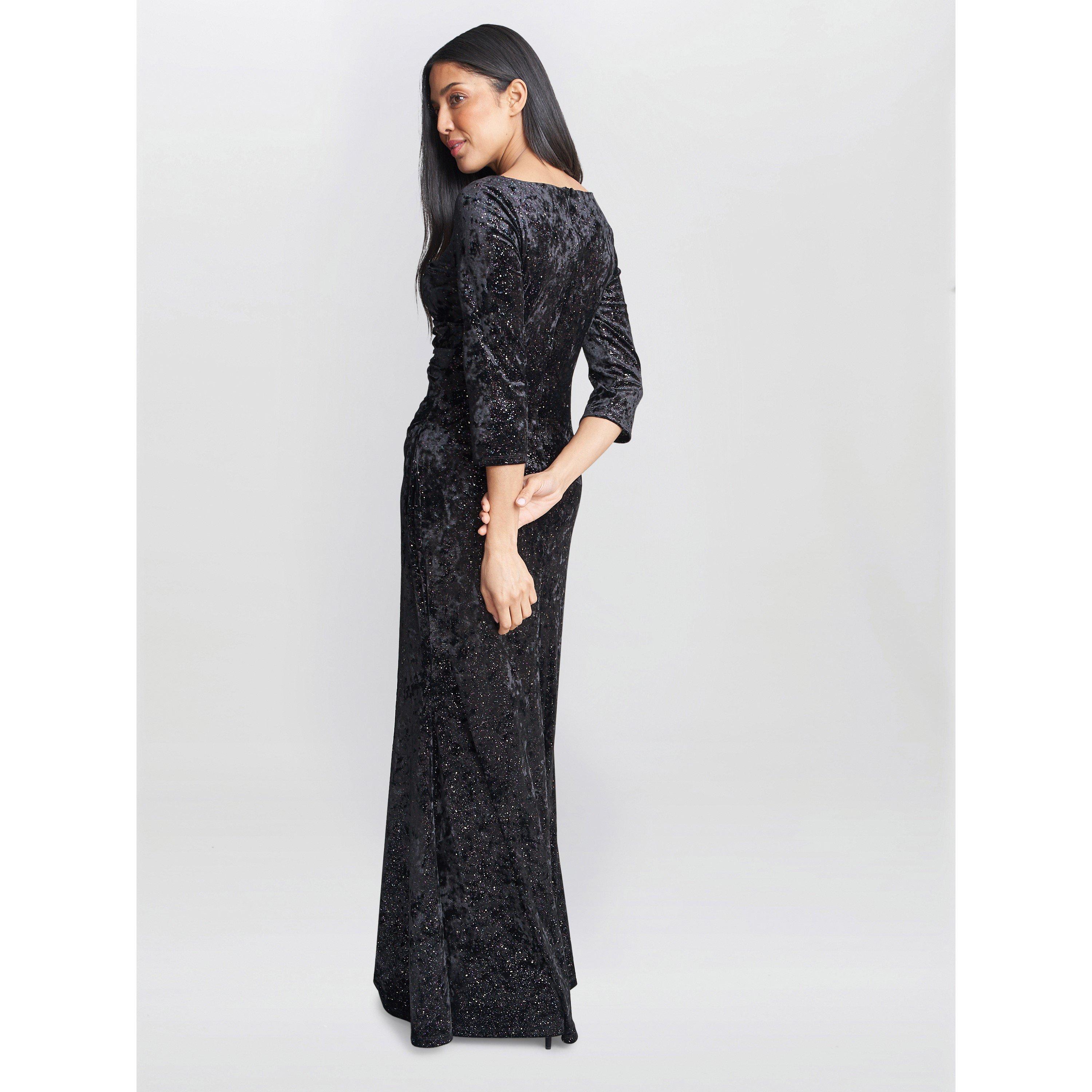 Black / Multi - Gina Bacconi - Whitney Velvet Sparkle Maxi Dress - 2