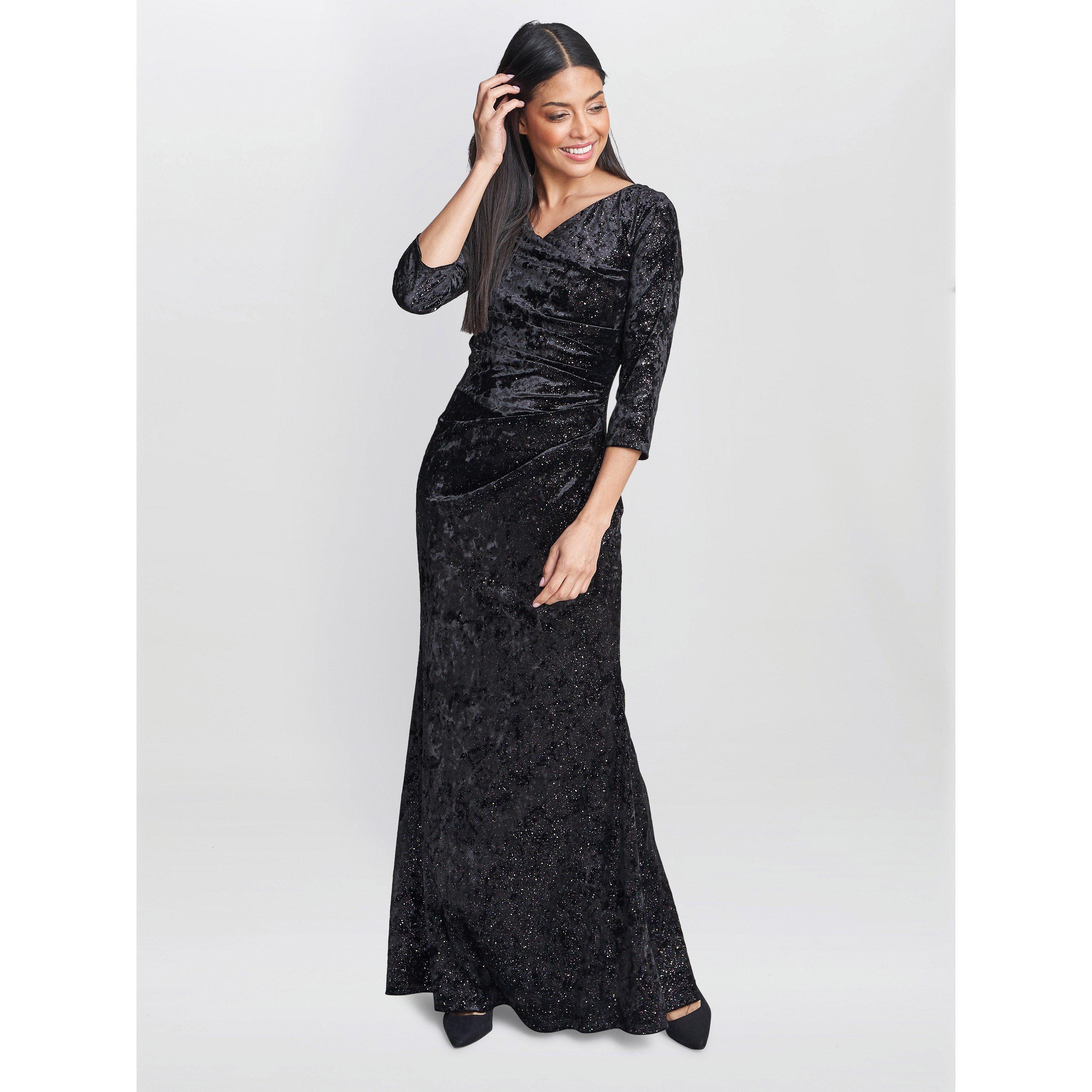 Black / Multi - Gina Bacconi - Whitney Velvet Sparkle Maxi Dress - 3