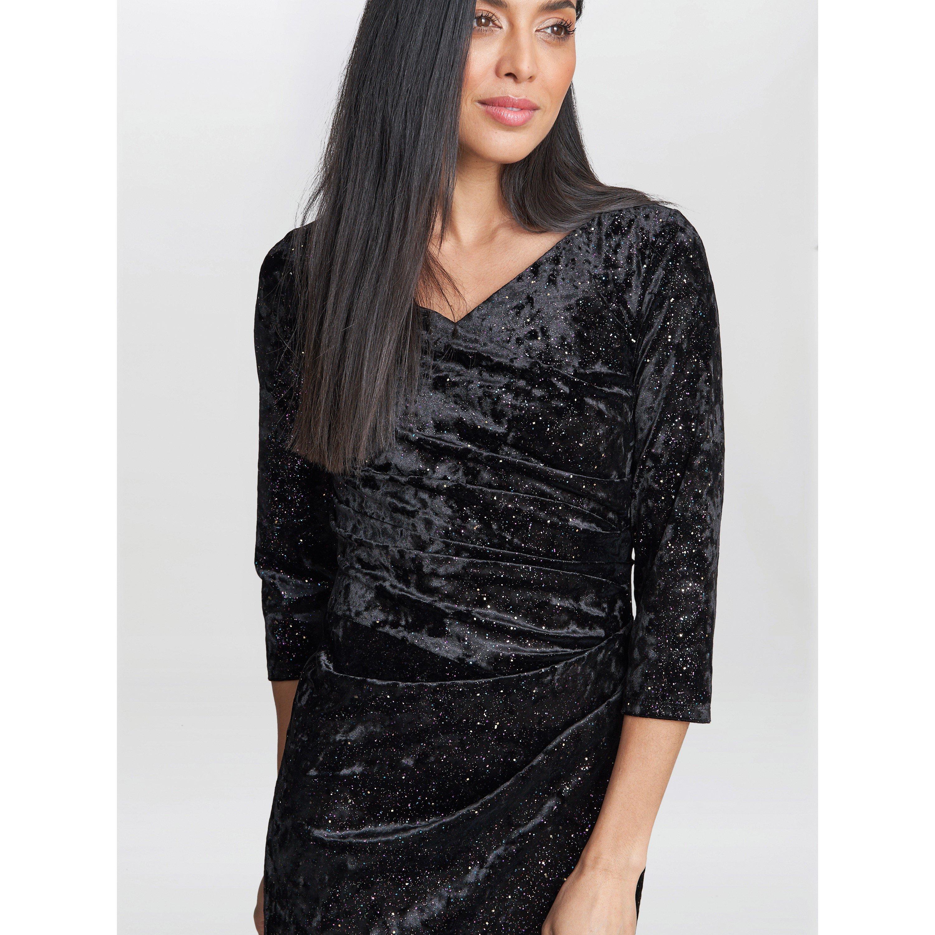 Black / Multi - Gina Bacconi - Whitney Velvet Sparkle Maxi Dress - 5