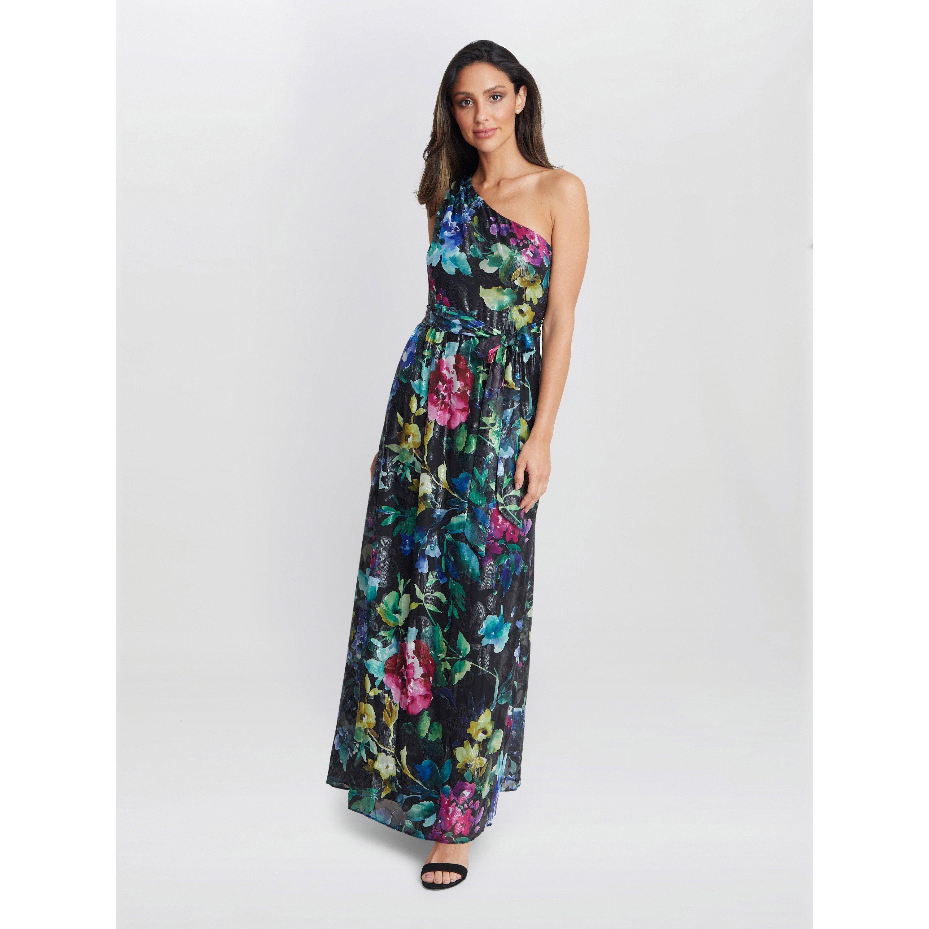 Black / Multi - Gina Bacconi - Rosie Printed One Shoulder Maxi Dress - 3