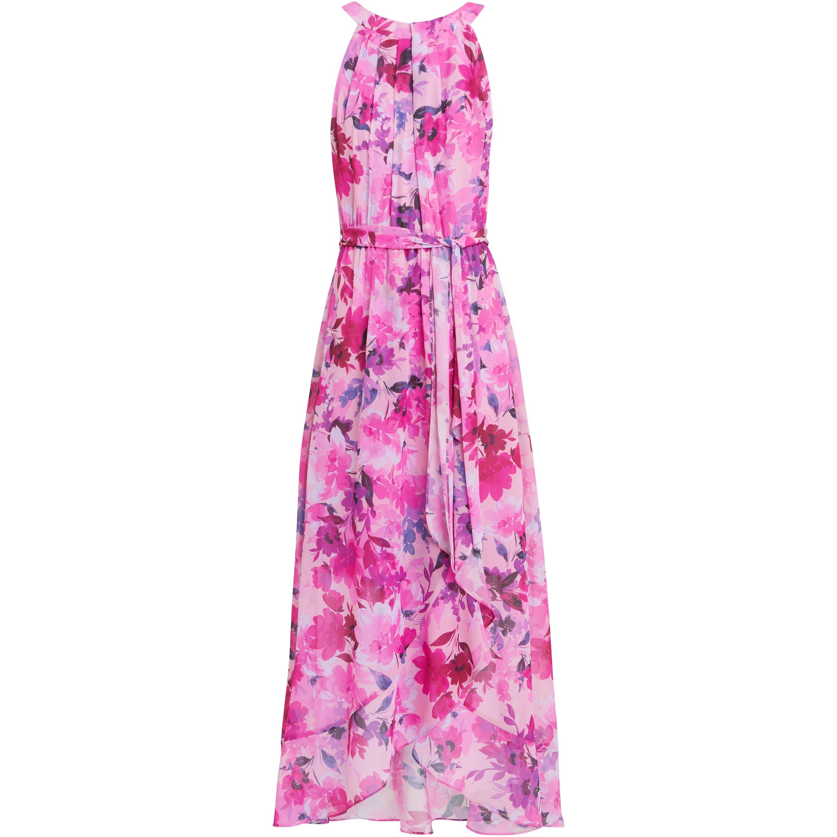 Hot Pink - Gina Bacconi - Hermione Printed Keyhole Halter Dress - 5