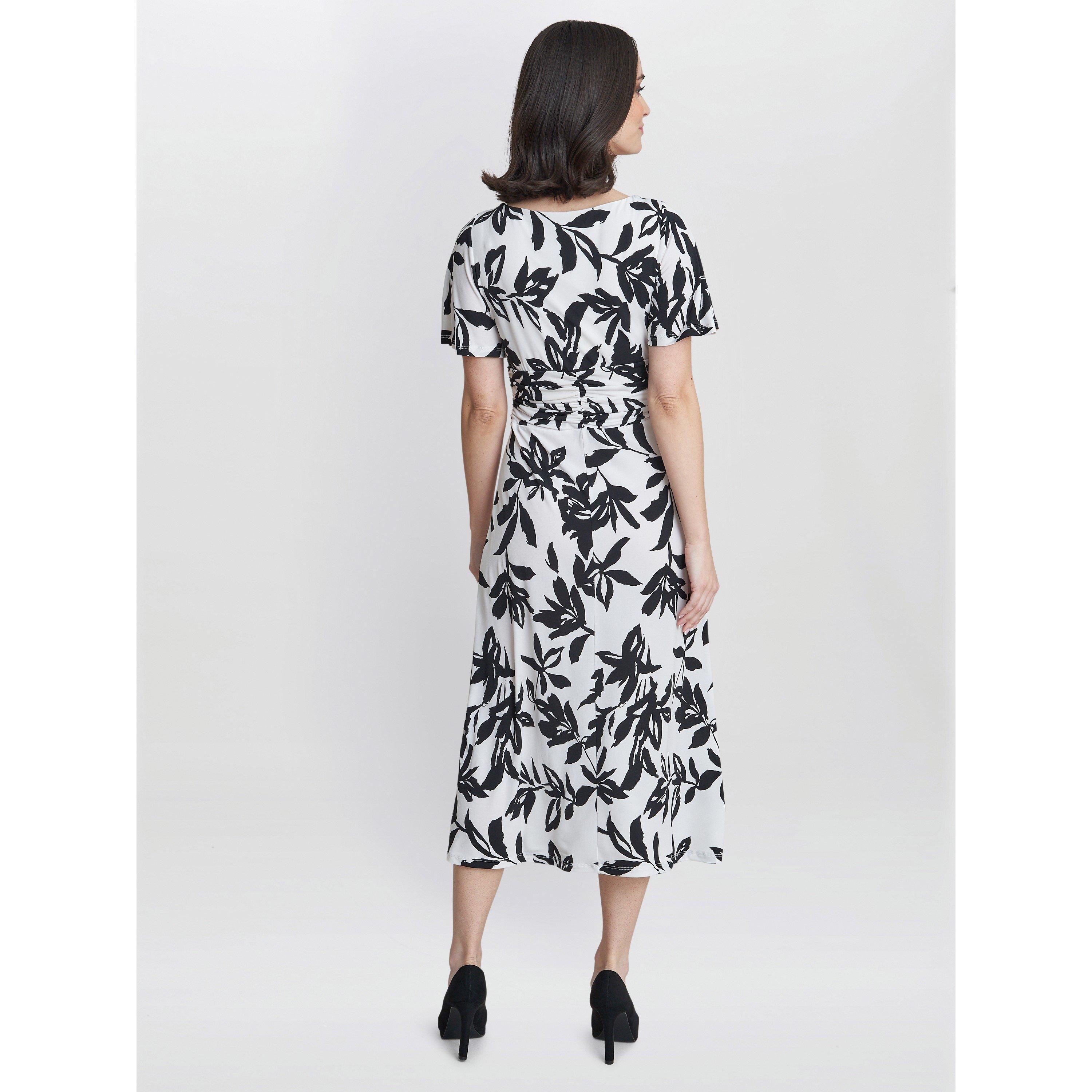 Off White / Bk - Gina Bacconi - Gabriella Jersey Print Dress - 2