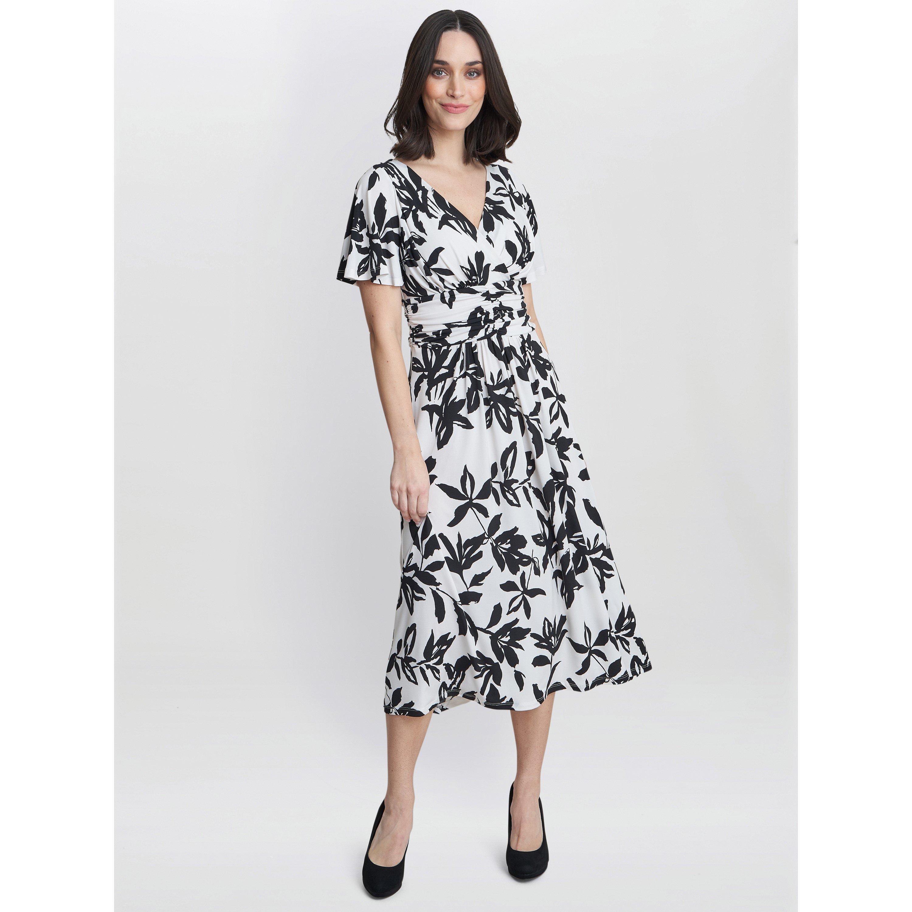 Off White / Bk - Gina Bacconi - Gabriella Jersey Print Dress - 3