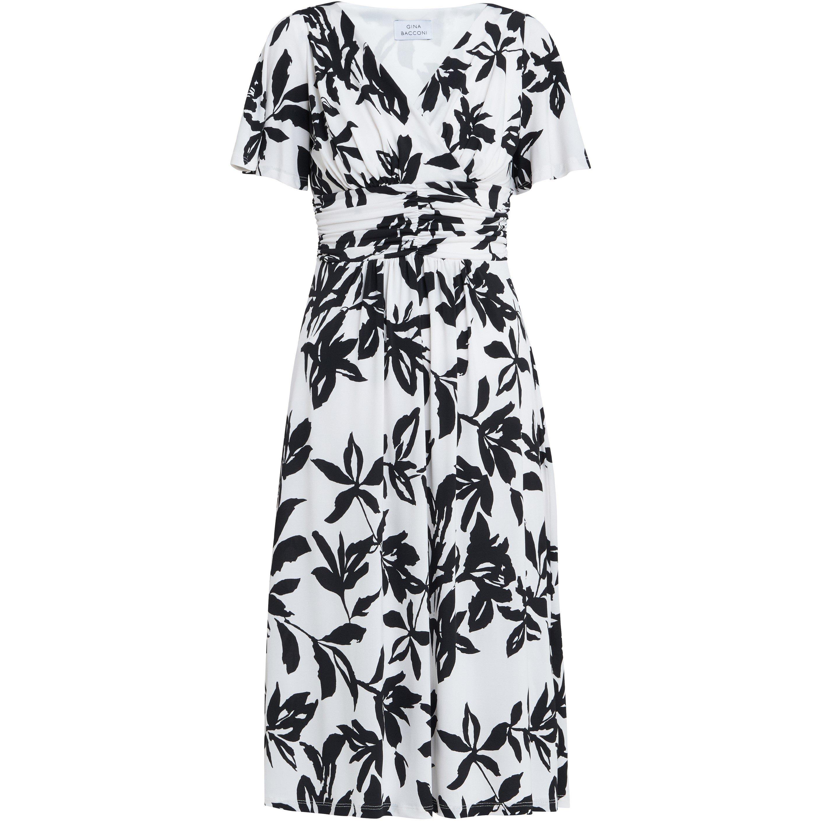 Off White / Bk - Gina Bacconi - Gabriella Jersey Print Dress - 4