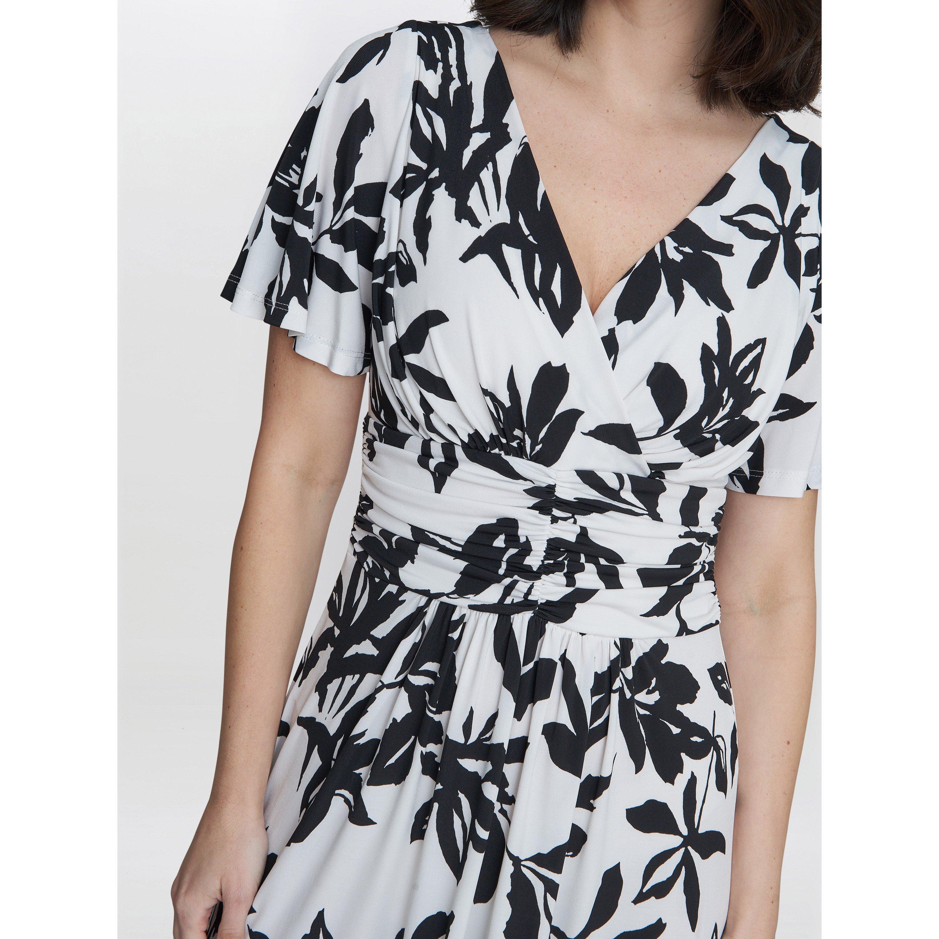 Off White / Bk - Gina Bacconi - Gabriella Jersey Print Dress - 5