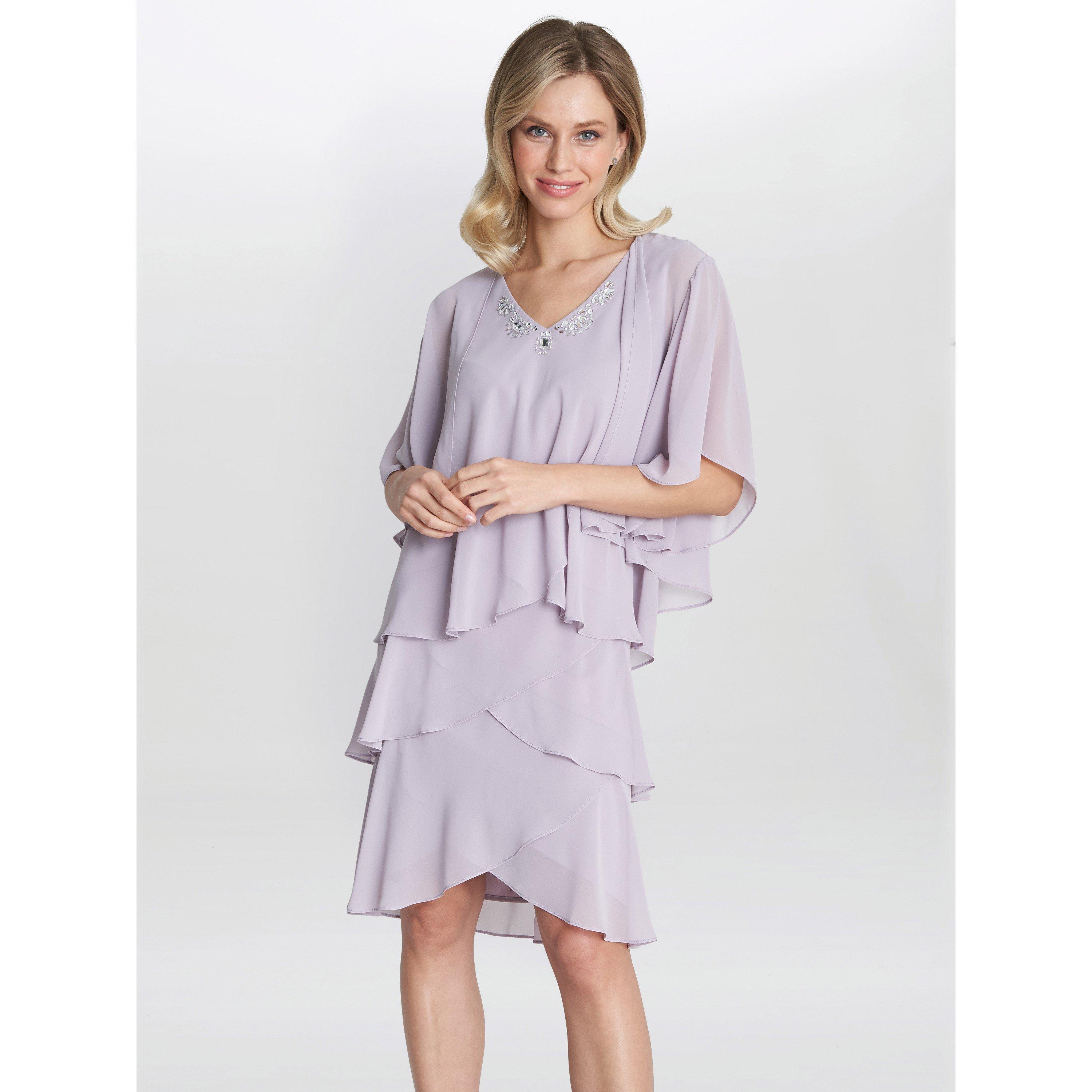 Gina Bacconi Women's Dawn Tiered Dress And Jacket - Lavender - 18
