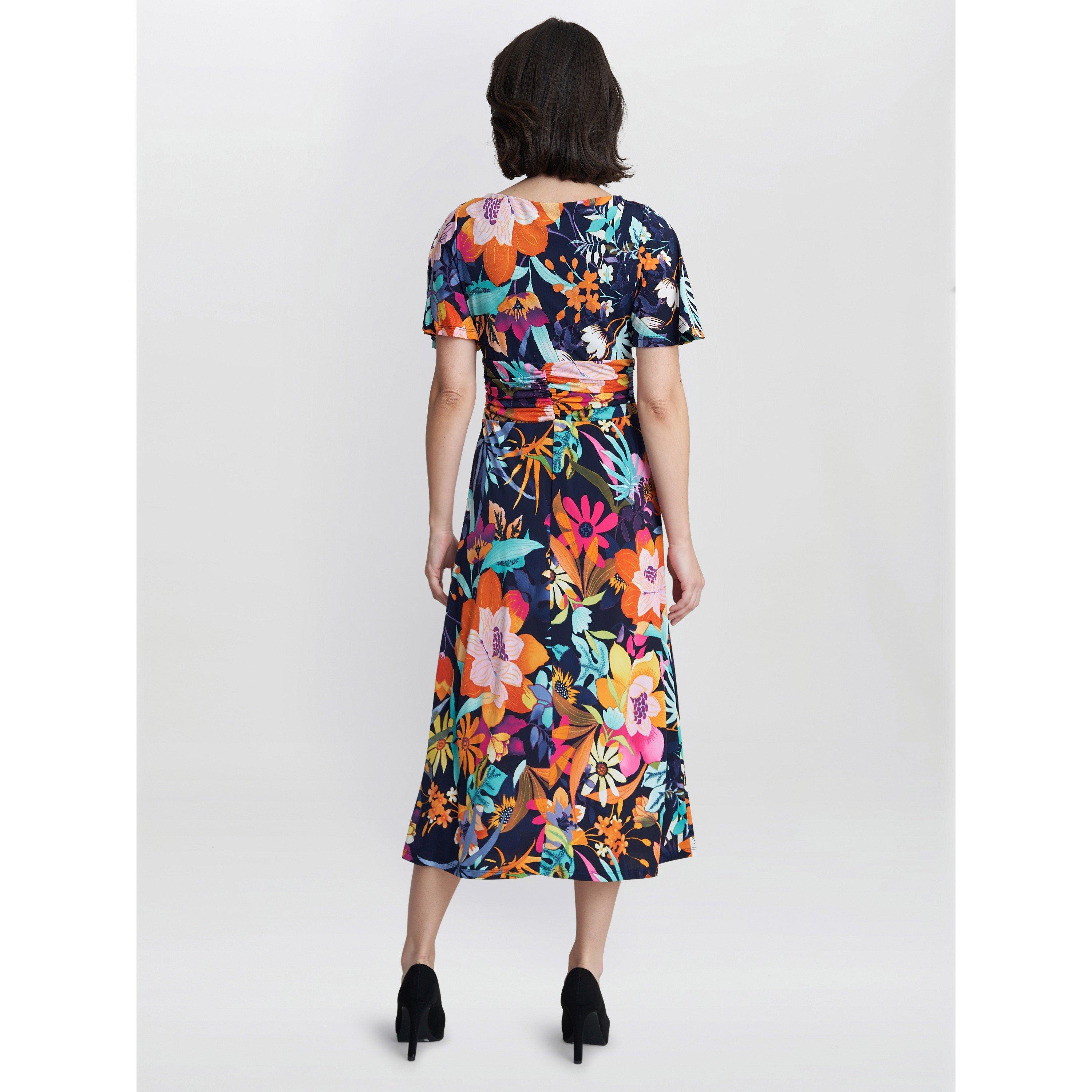 Navy / Multi - Gina Bacconi - Hattie Jersey Print Dress - 2