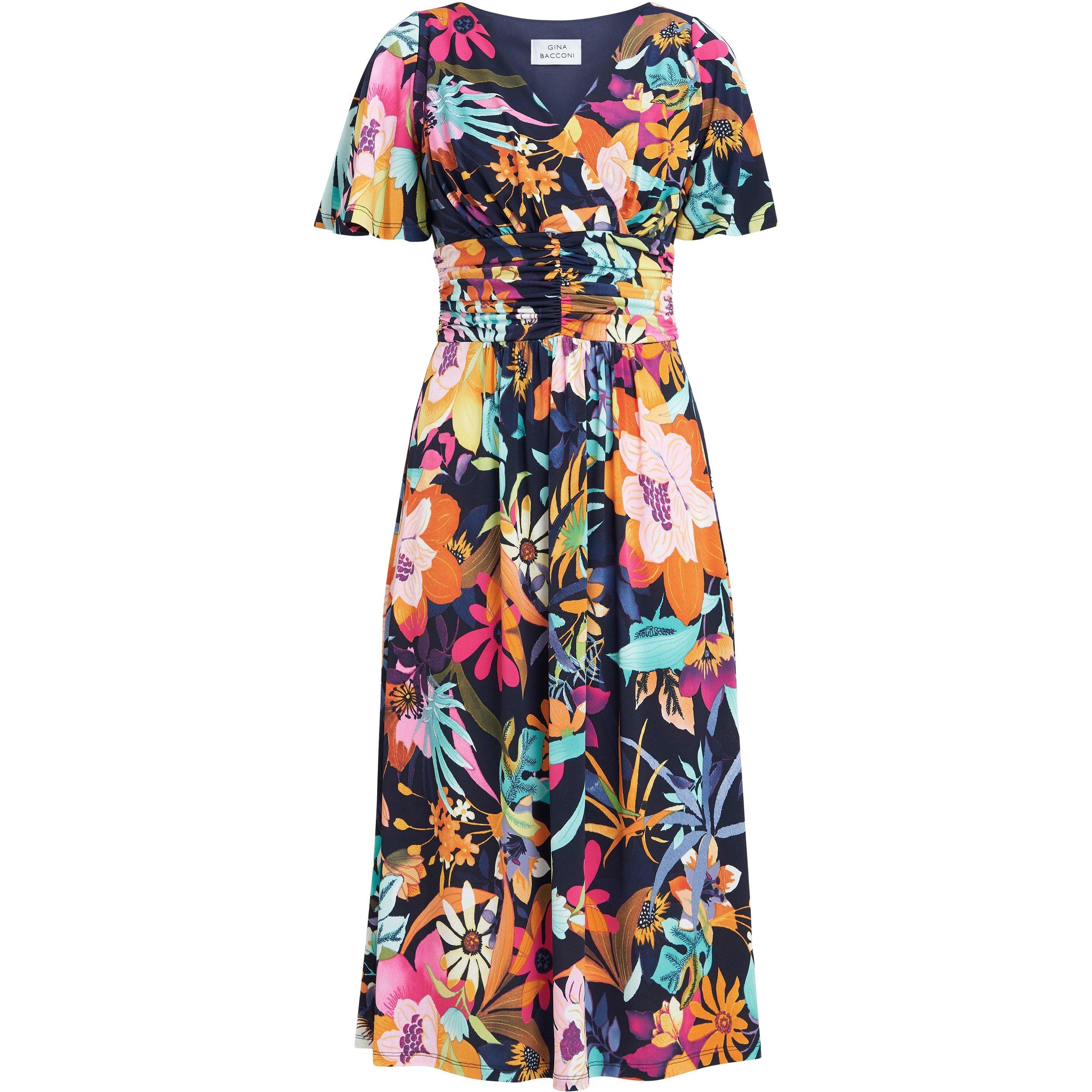 Navy / Multi - Gina Bacconi - Hattie Jersey Print Dress - 4