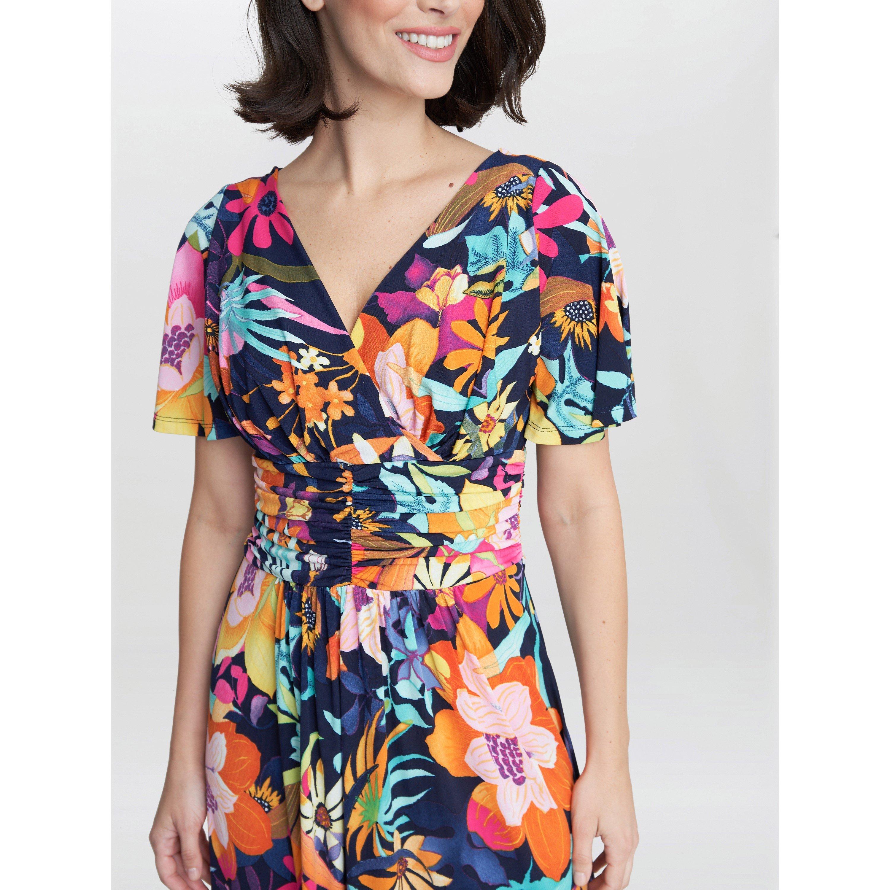 Navy / Multi - Gina Bacconi - Hattie Jersey Print Dress - 5