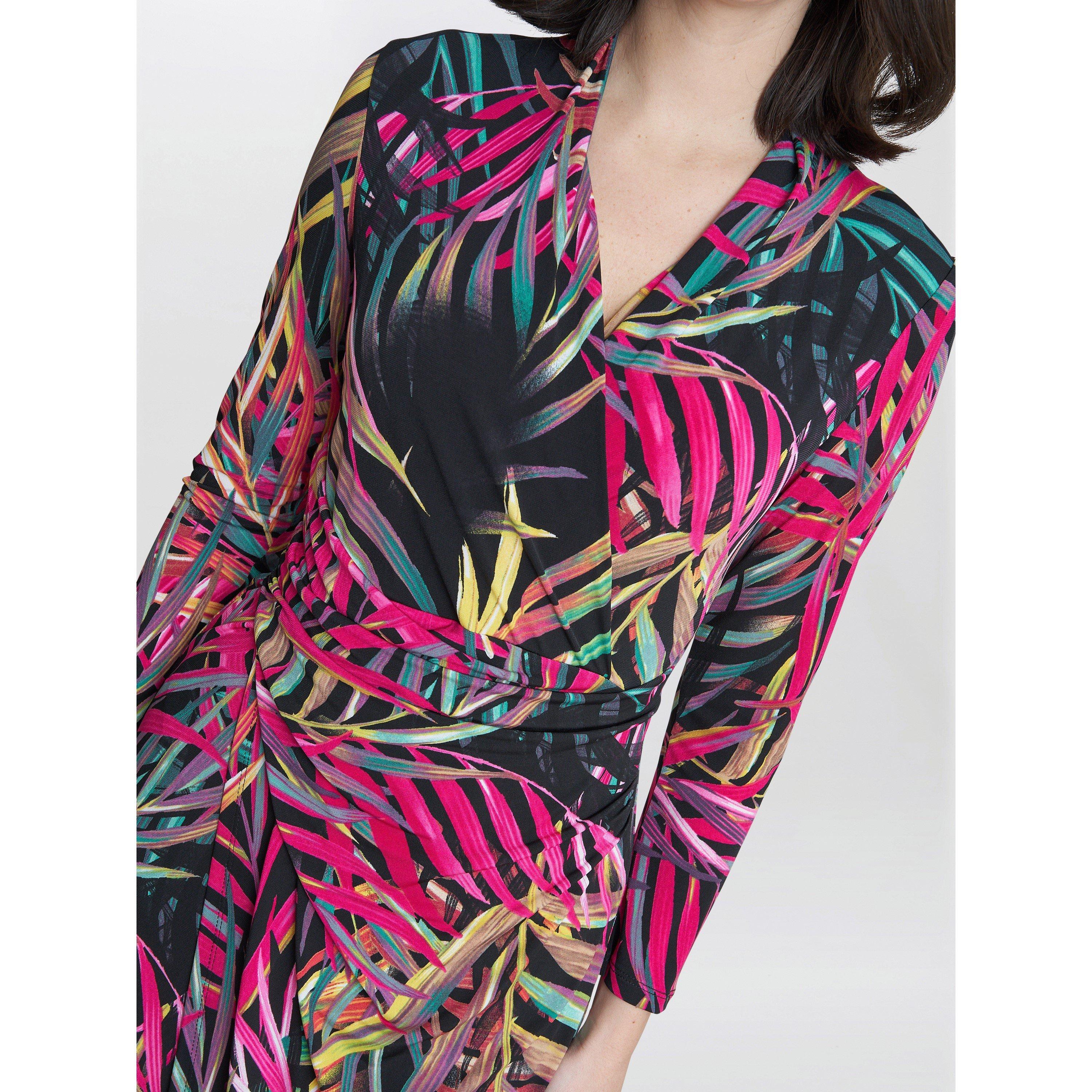 Black / Fuschia - Gina Bacconi - Keira Jersey Wrap Dress - 4