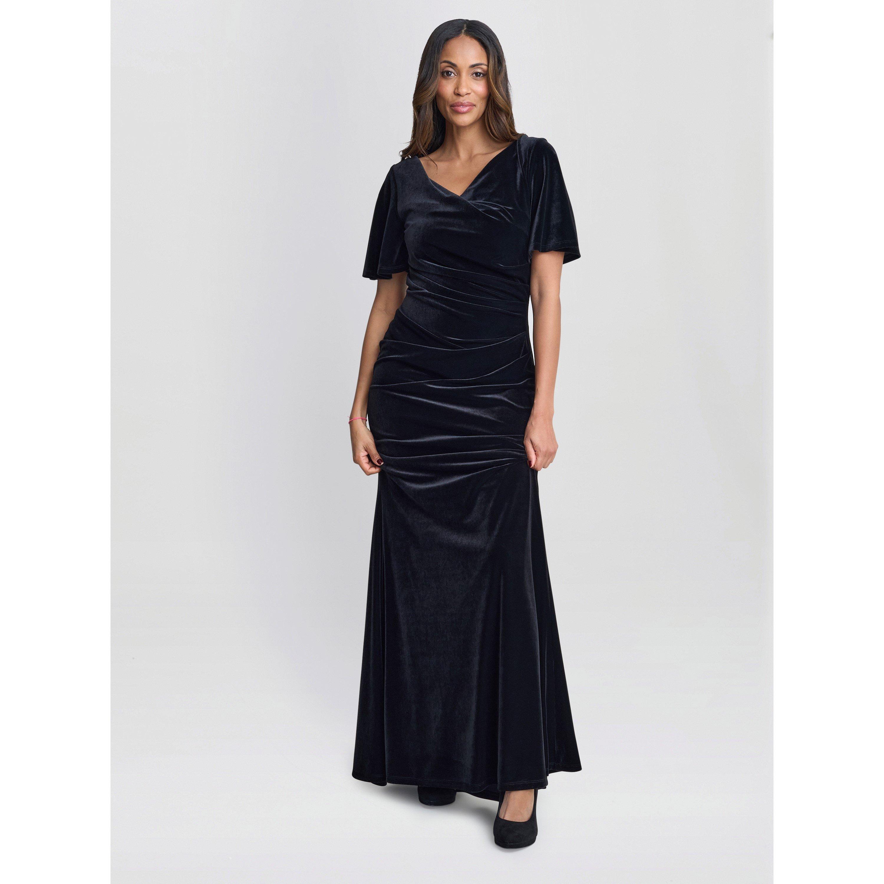 Black - Gina Bacconi - Minka Velvet Maxi Dress With Cowl Neck - 2
