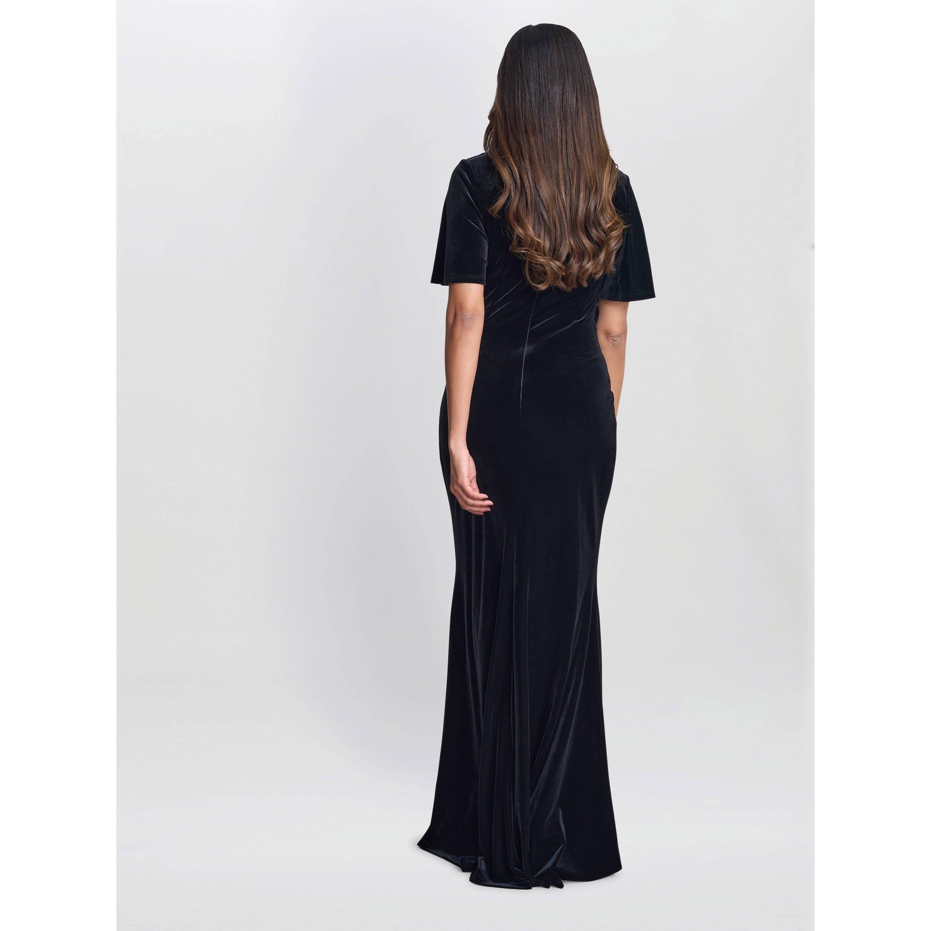 Black - Gina Bacconi - Minka Velvet Maxi Dress With Cowl Neck - 3