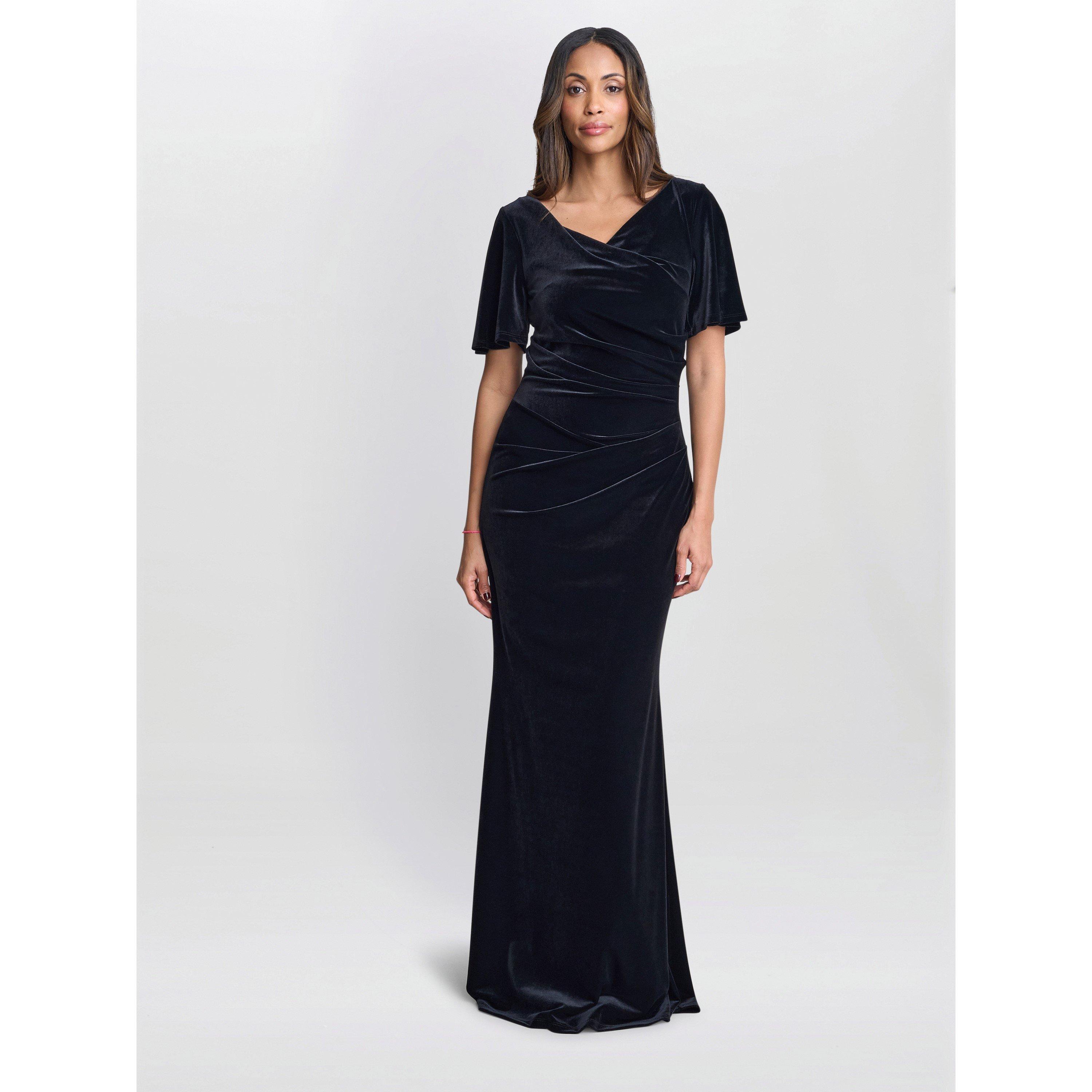 Black - Gina Bacconi - Minka Velvet Maxi Dress With Cowl Neck - 4