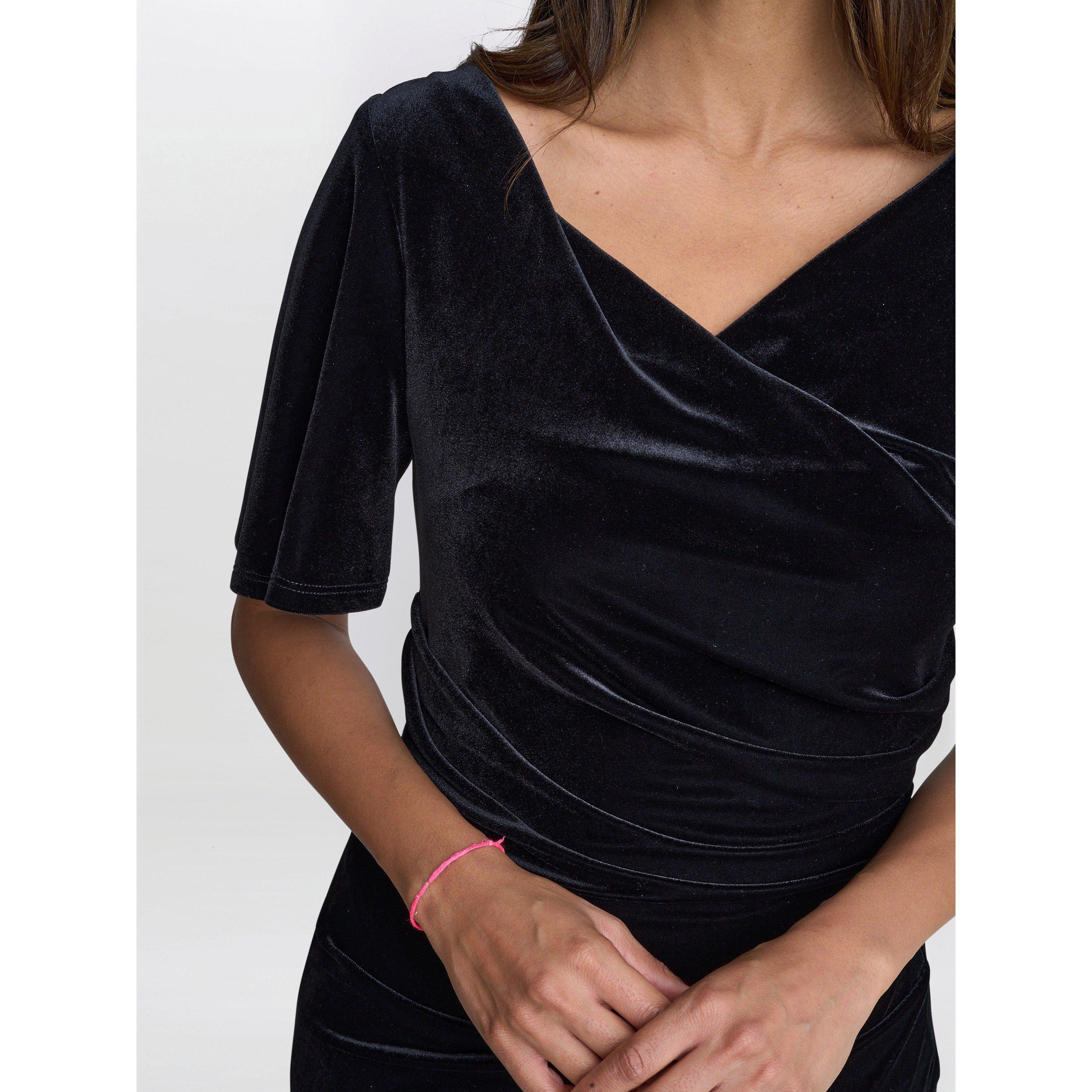 Black - Gina Bacconi - Minka Velvet Maxi Dress With Cowl Neck - 5