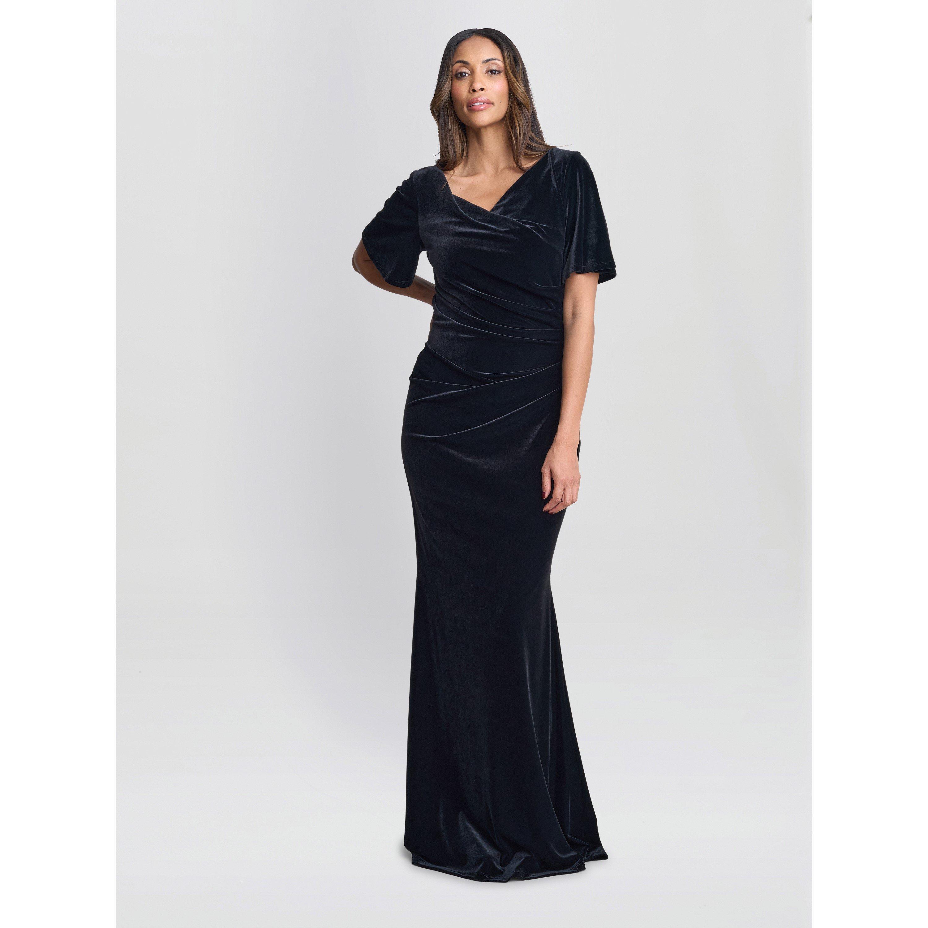 Black - Gina Bacconi - Minka Velvet Maxi Dress With Cowl Neck - 6