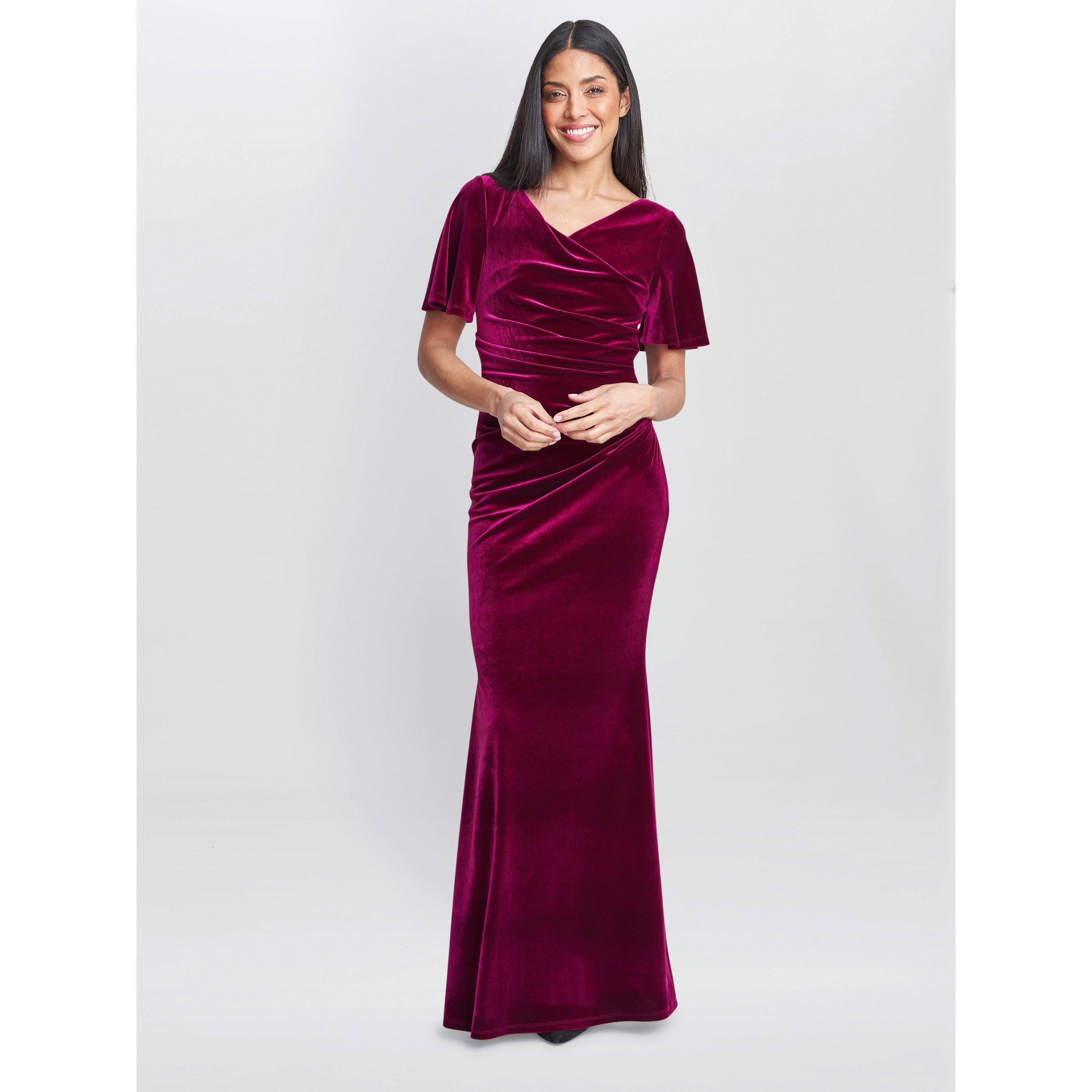 Gina Bacconi Women's Minka Velvet Maxi Dress With Cowl Neck - Wine - 8