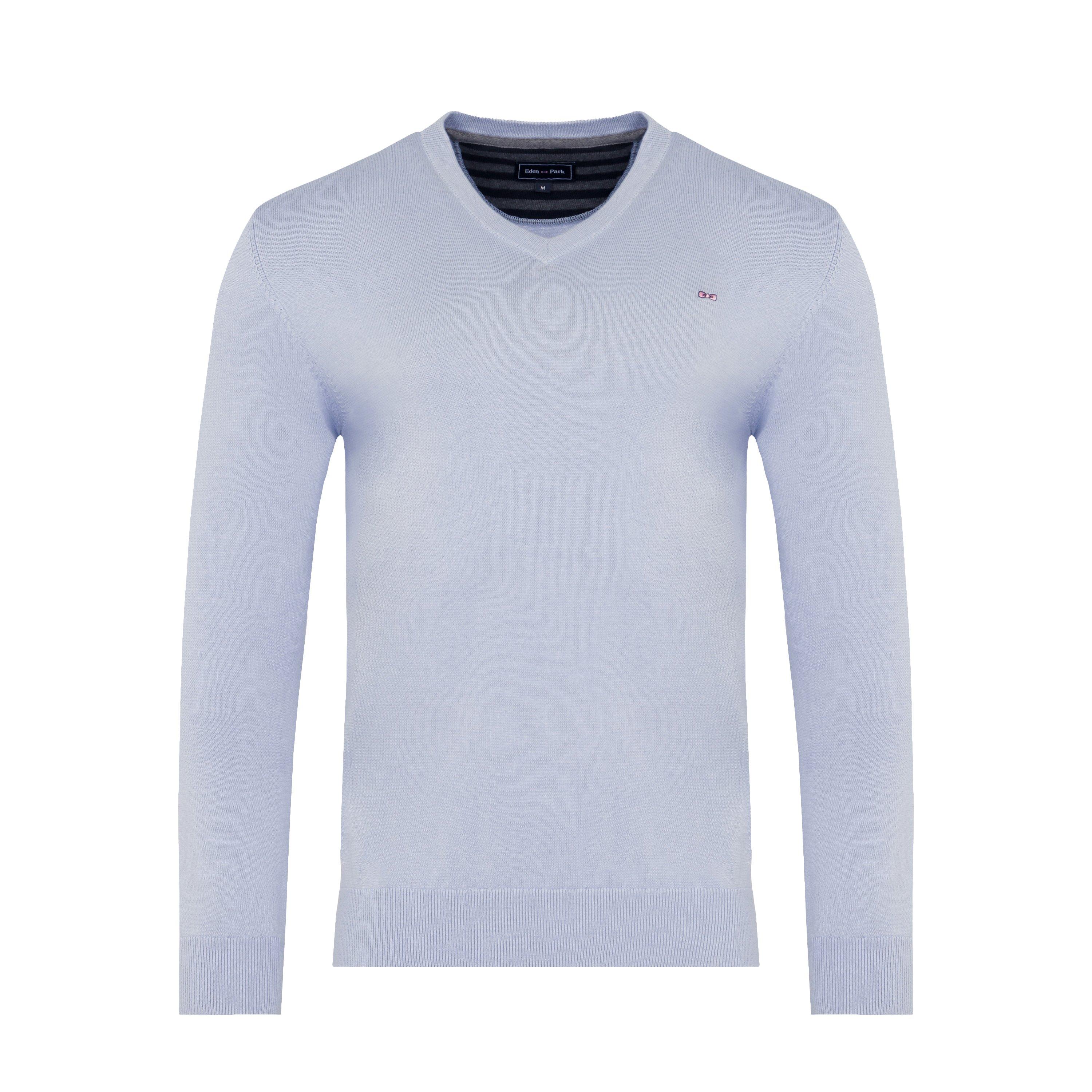 Blm3 - Eden Park - Light blue V-neck cotton jersey jumper - 1