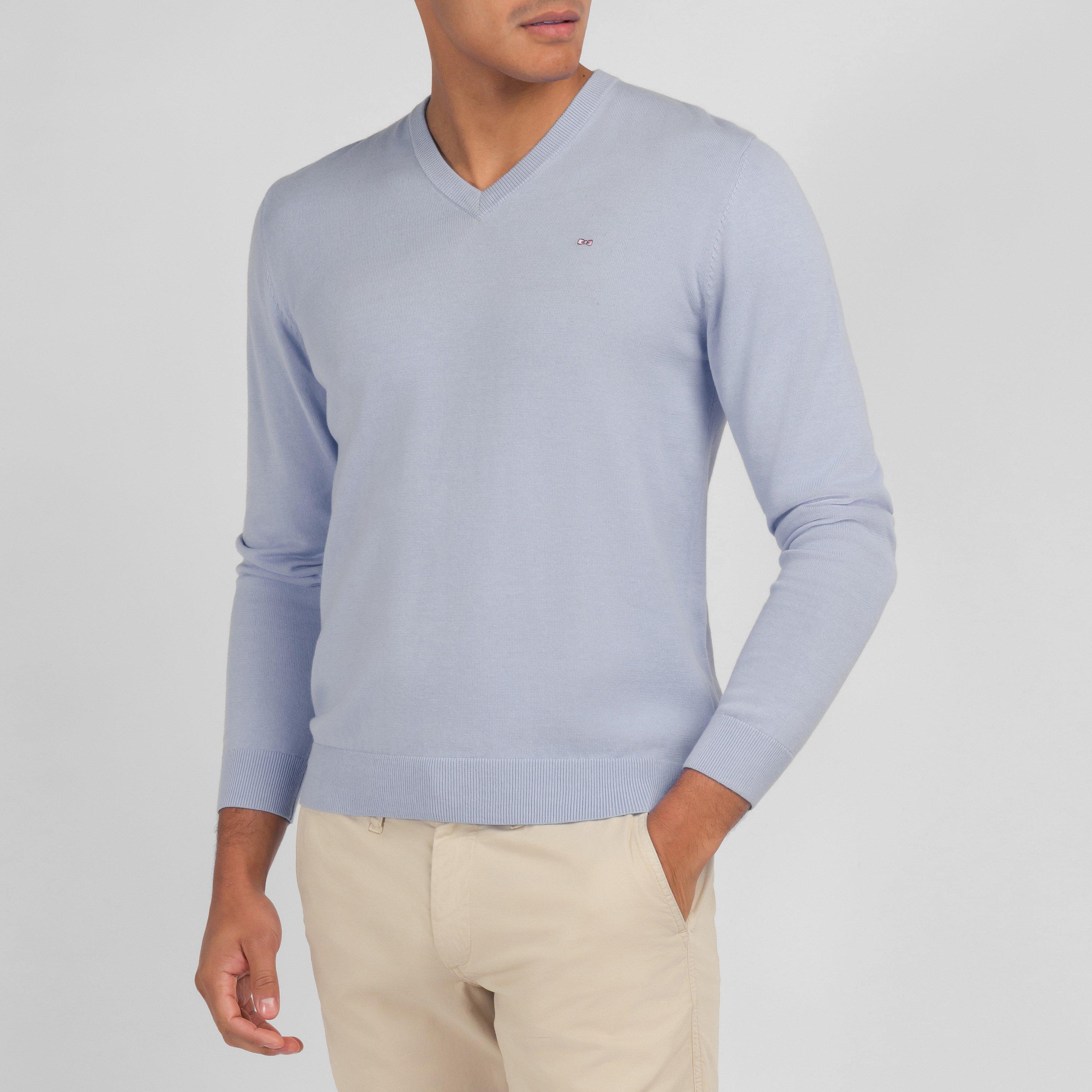 Blm3 - Eden Park - Light blue V-neck cotton jersey jumper - 2