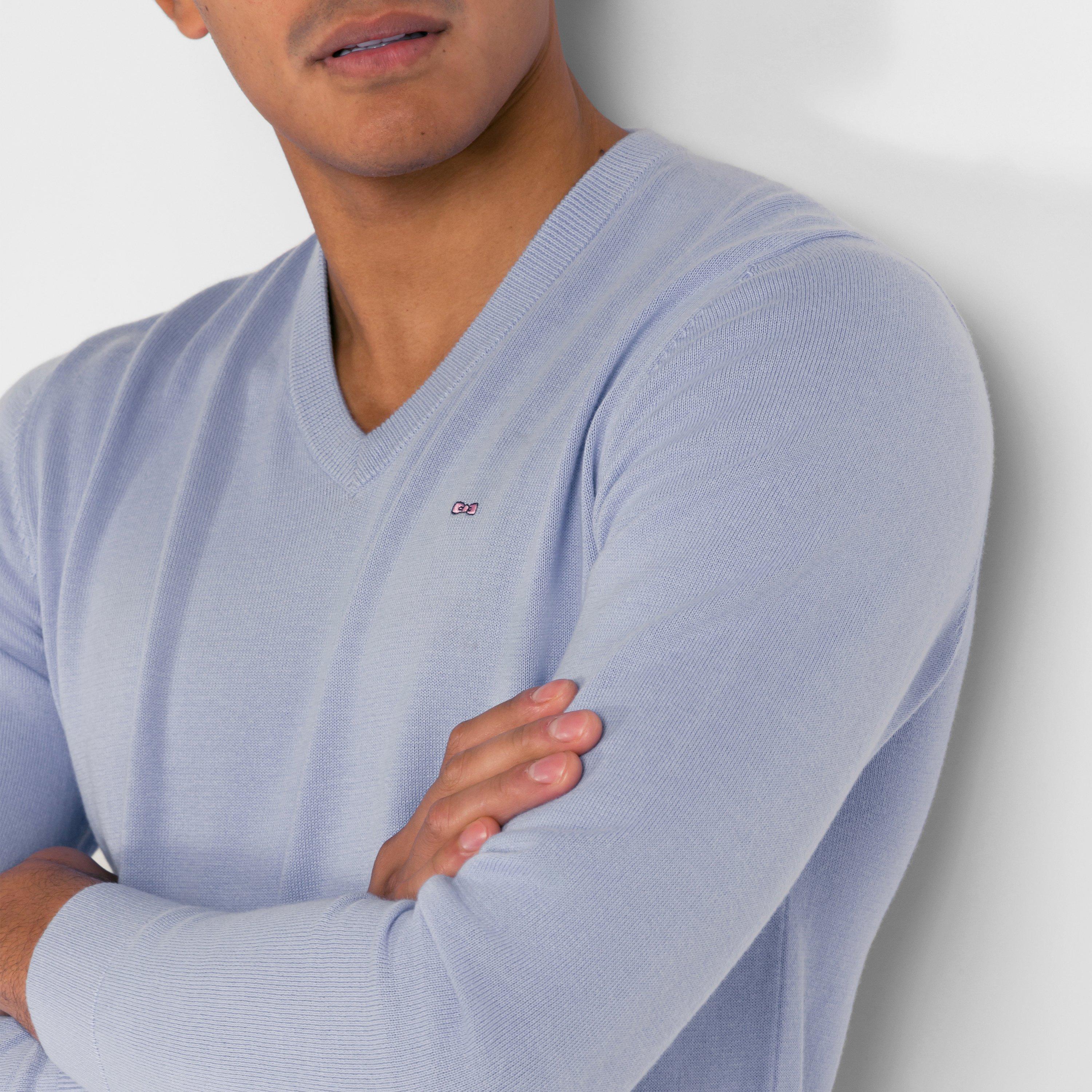 Blm3 - Eden Park - Light blue V-neck cotton jersey jumper - 4