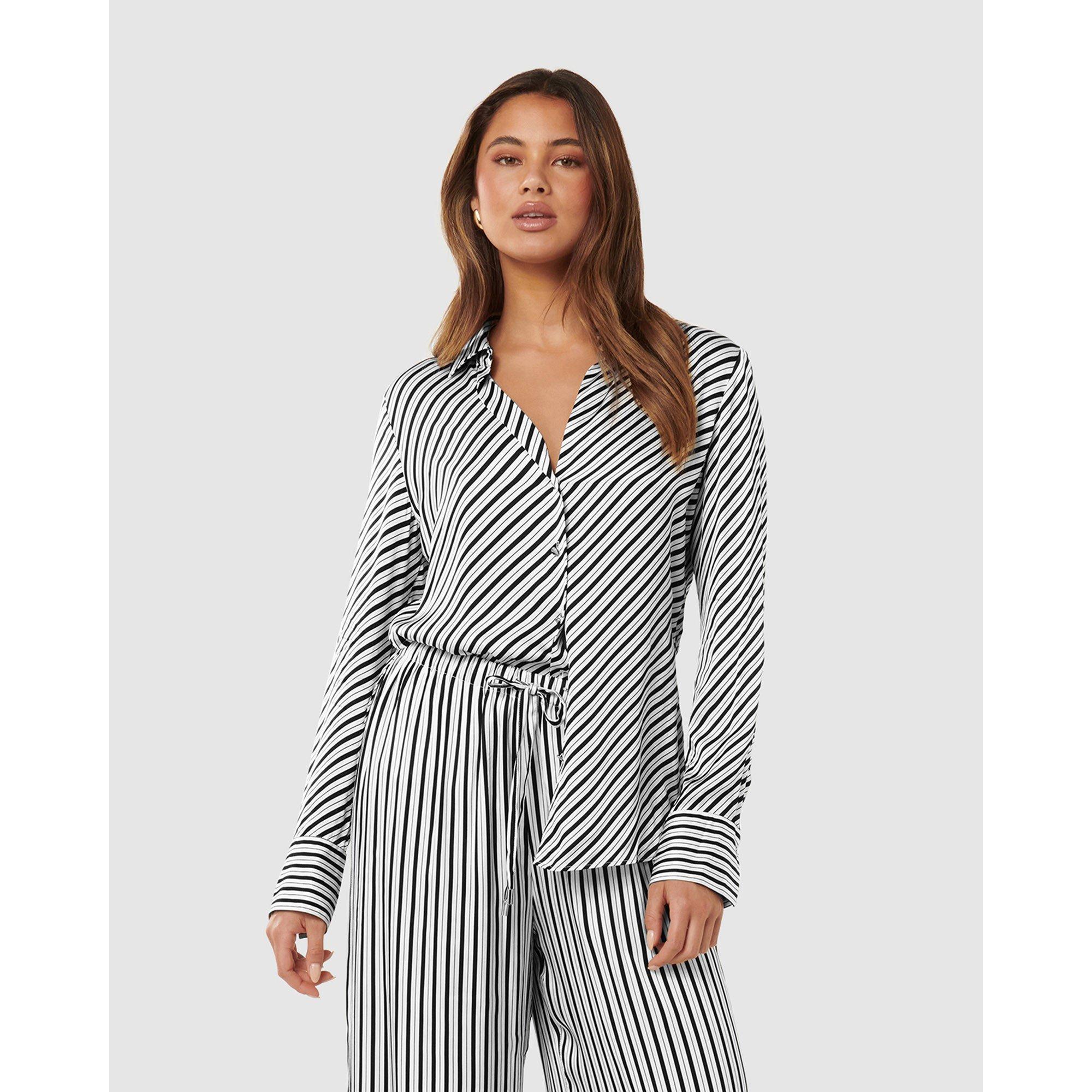 Leura Stripe Co - Forever New - Harvey Notched Neck Satin Shirt - 3