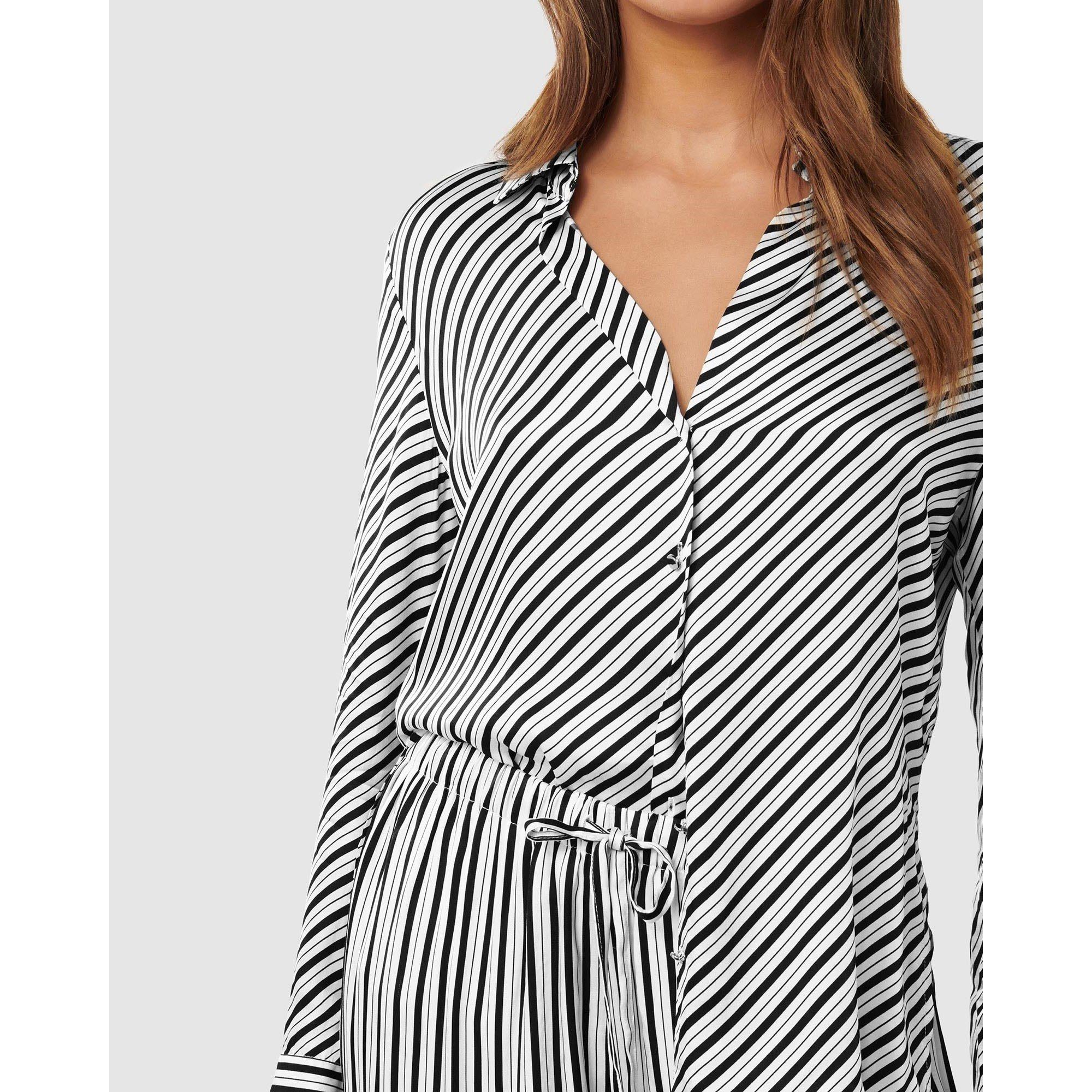 Leura Stripe Co - Forever New - Harvey Notched Neck Satin Shirt - 4