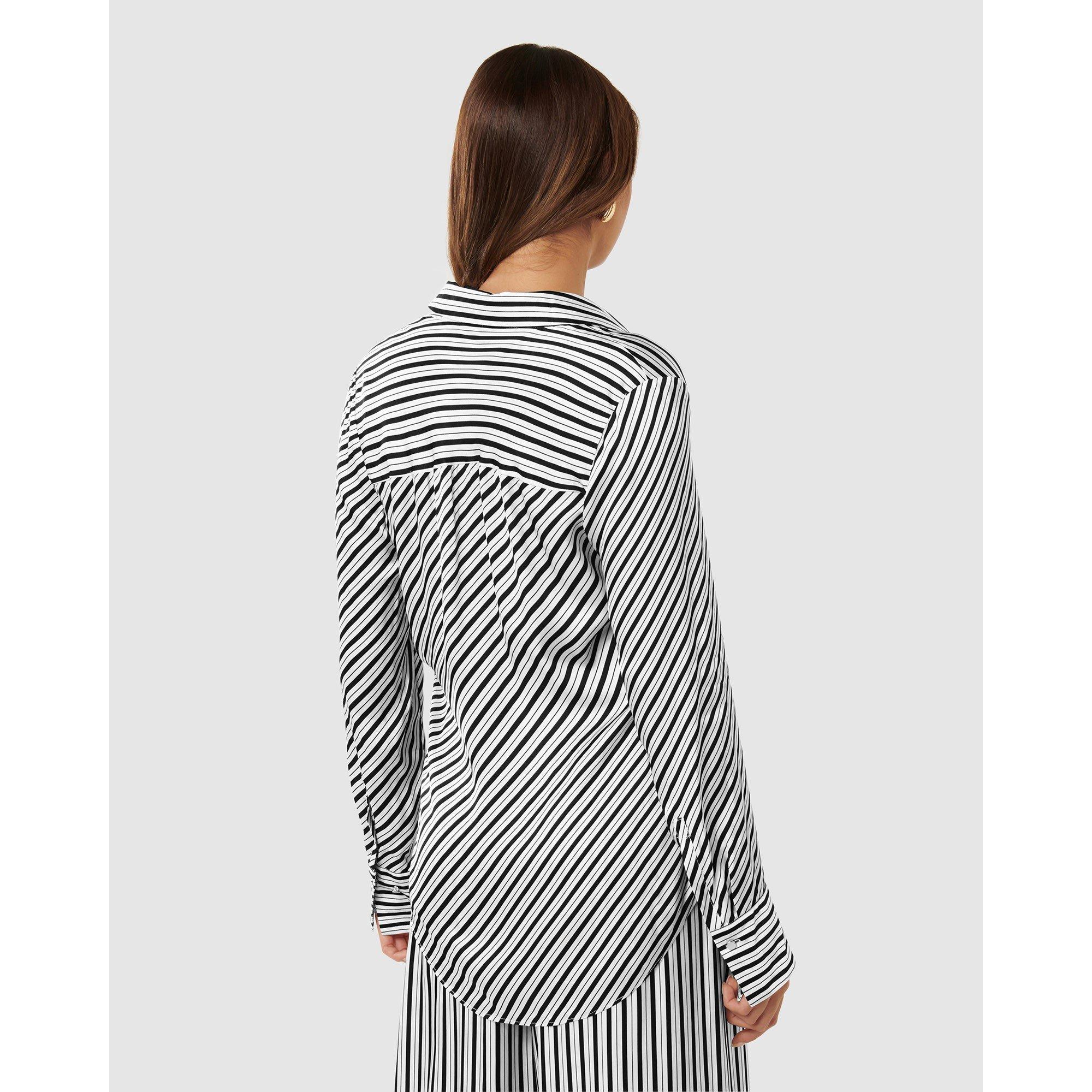 Leura Stripe Co - Forever New - Harvey Notched Neck Satin Shirt - 6