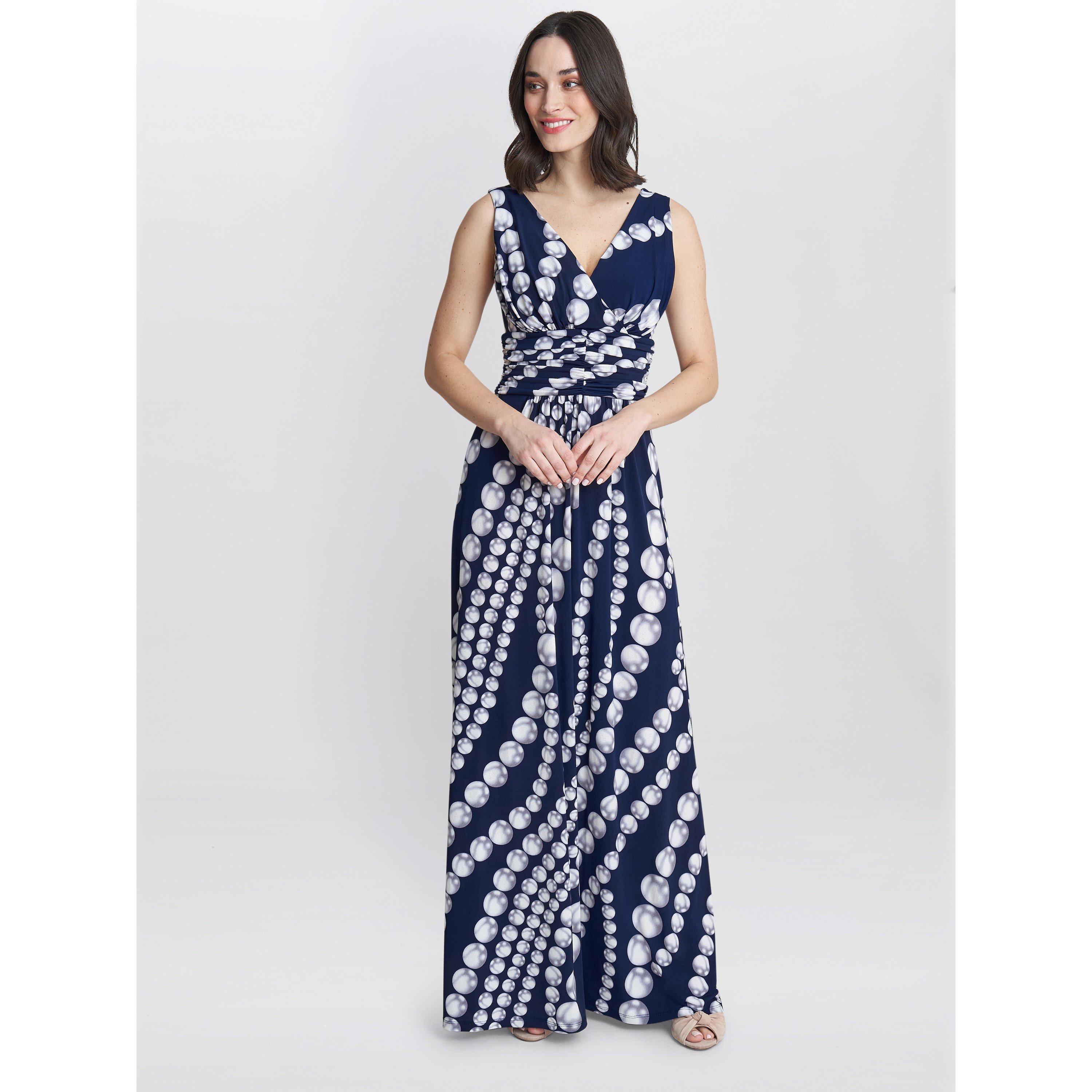 Navy / Pearl - Gina Bacconi - Harriet Jersey Maxi Dress - 3