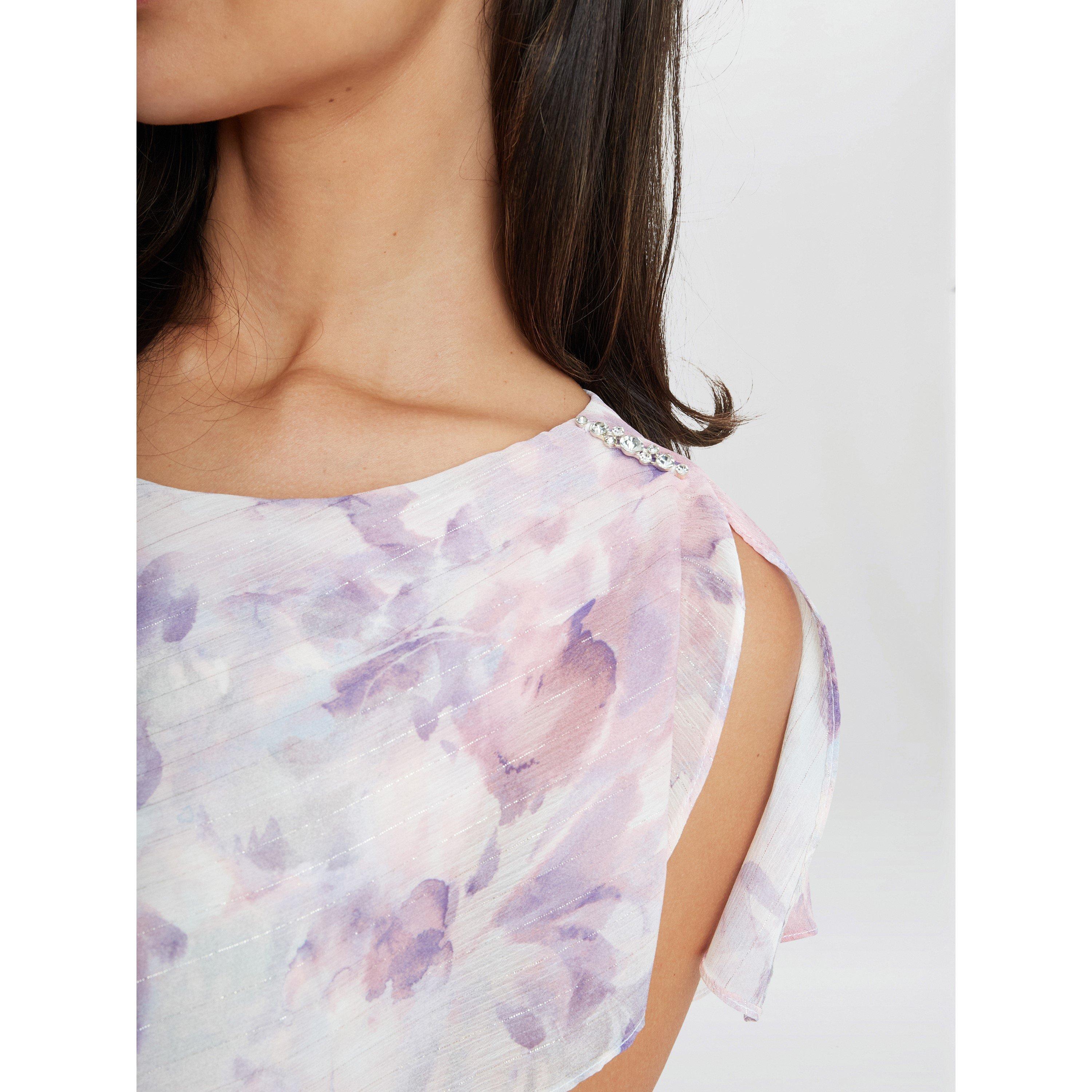 Mauve - Gina Bacconi - Phoebe Midi Printed Tiered Dress - 5