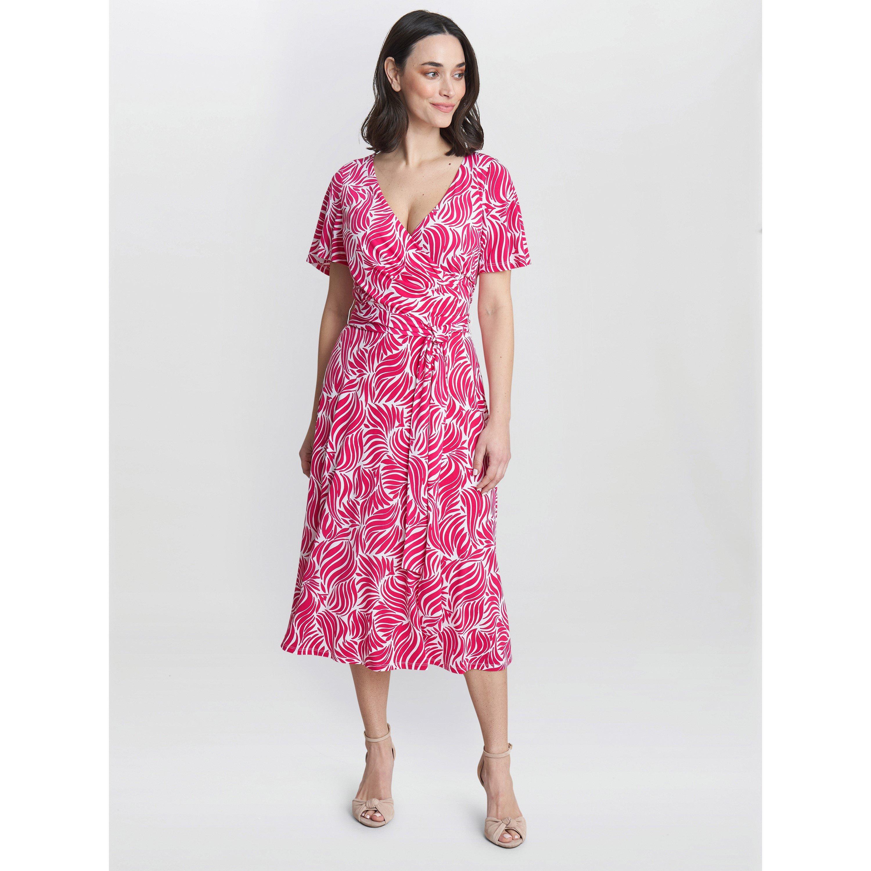 Dark Pink/White - Gina Bacconi - Lacey Fit And Flare Dress - 3