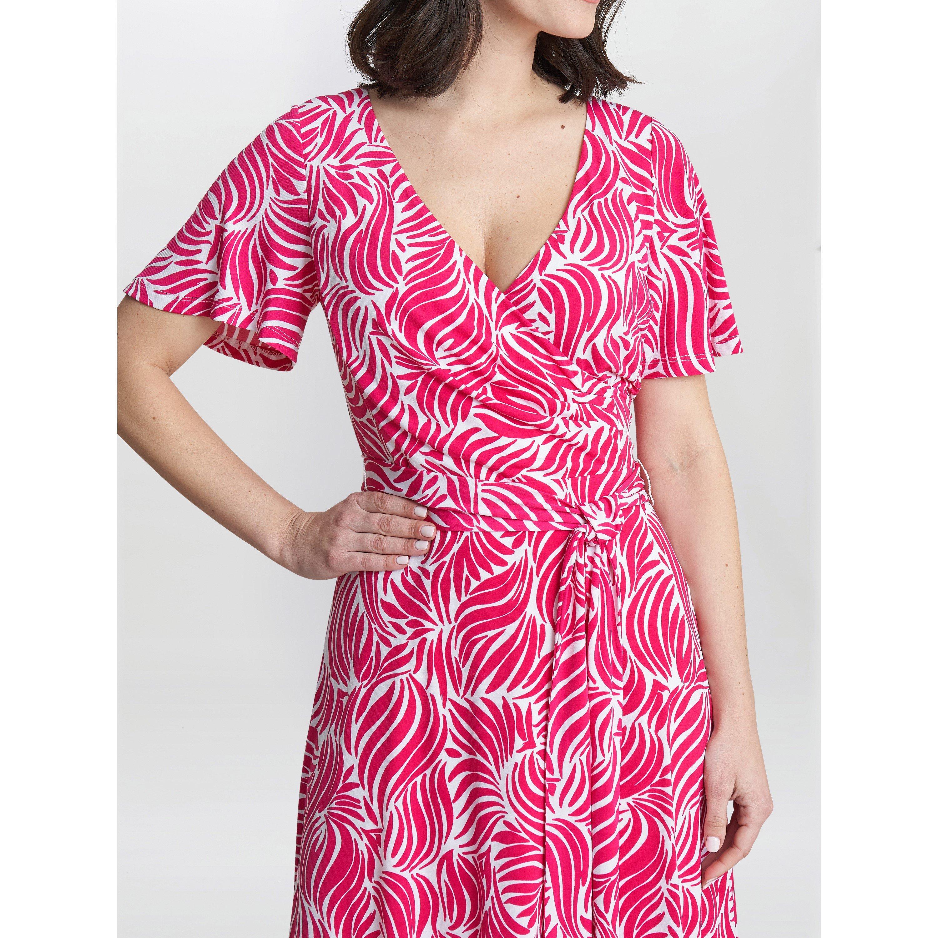 Dark Pink/White - Gina Bacconi - Lacey Fit And Flare Dress - 5