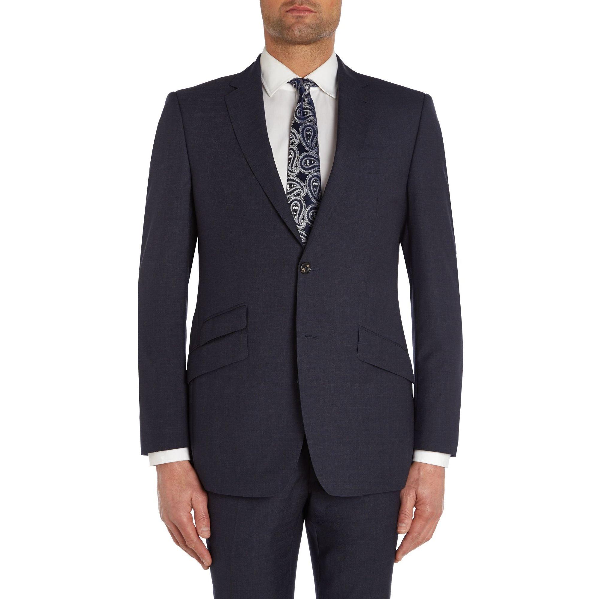 Marineblauw - Simon Carter - Textured regular fit suit jacket - 2