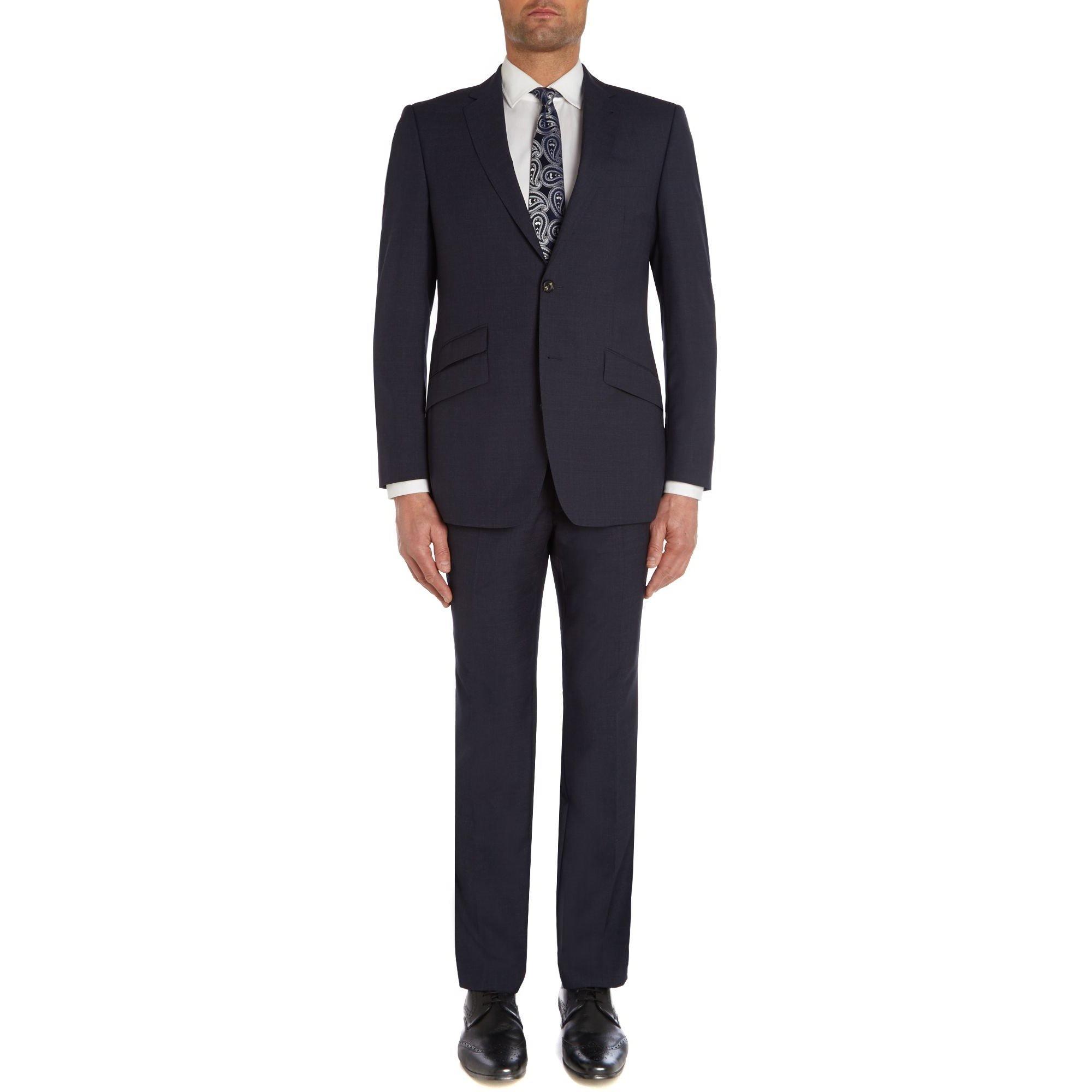 Marineblauw - Simon Carter - Textured regular fit suit jacket - 5