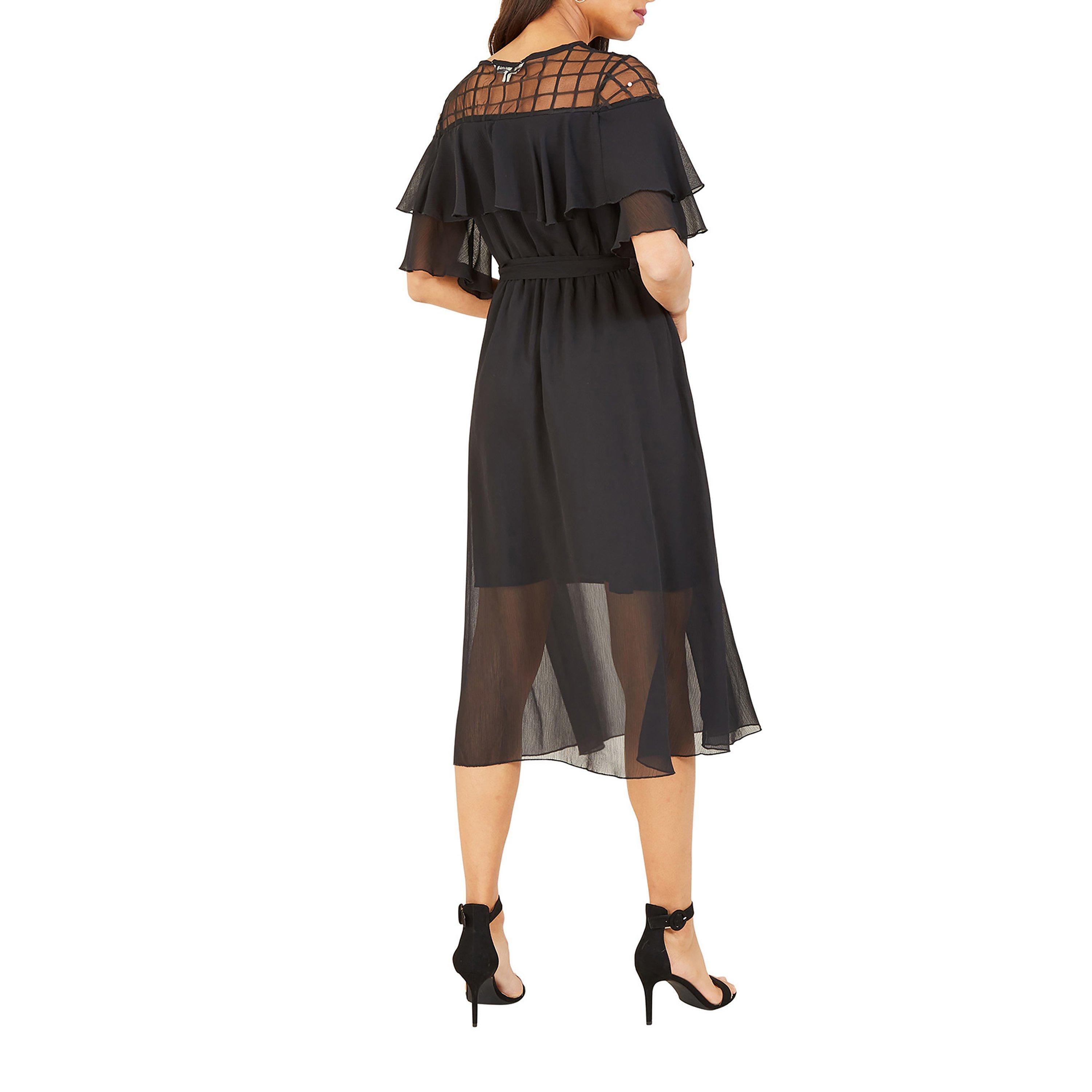 Black - Yumi - Lace Frill Midi Dress In Black - 3