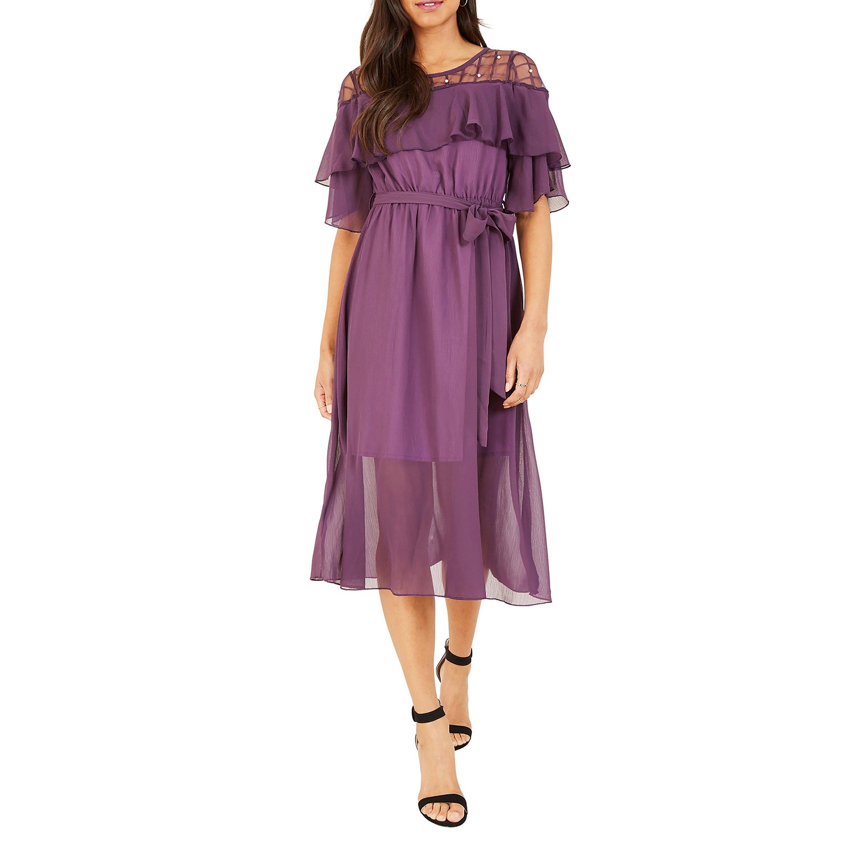Purple - Yumi - Lace Frill Midi Dress In Purple - 1
