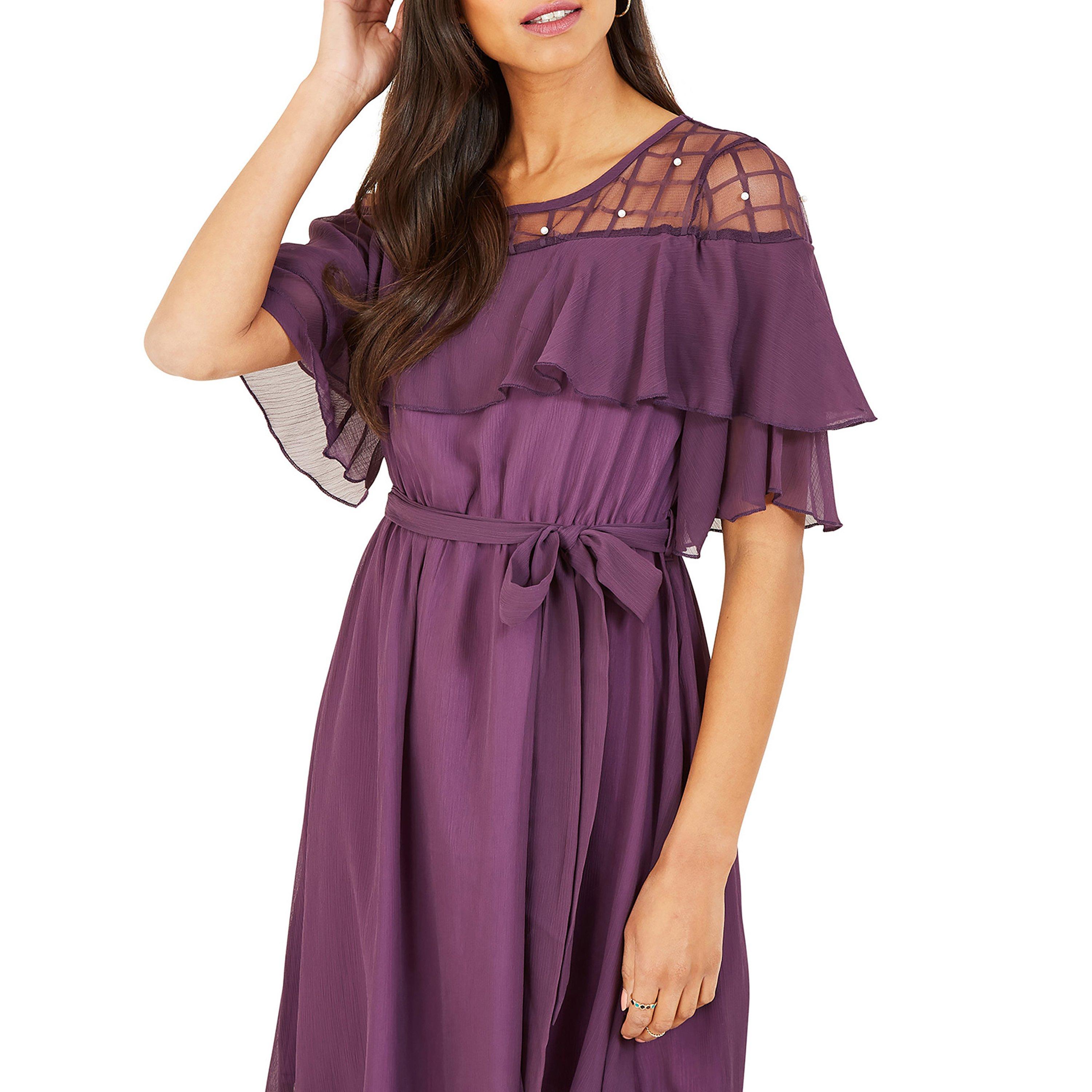 Purple - Yumi - Lace Frill Midi Dress In Purple - 2