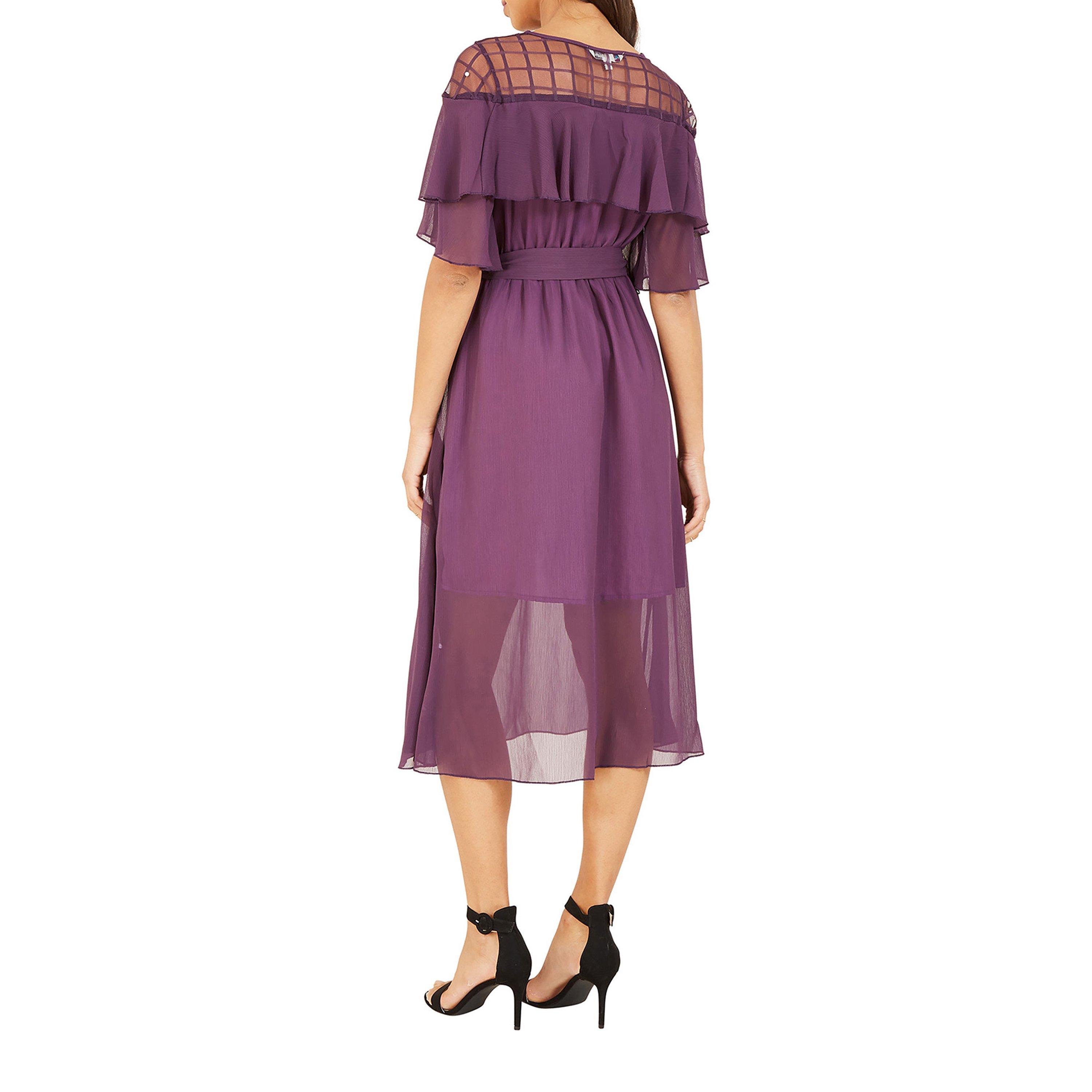 Purple - Yumi - Lace Frill Midi Dress In Purple - 3