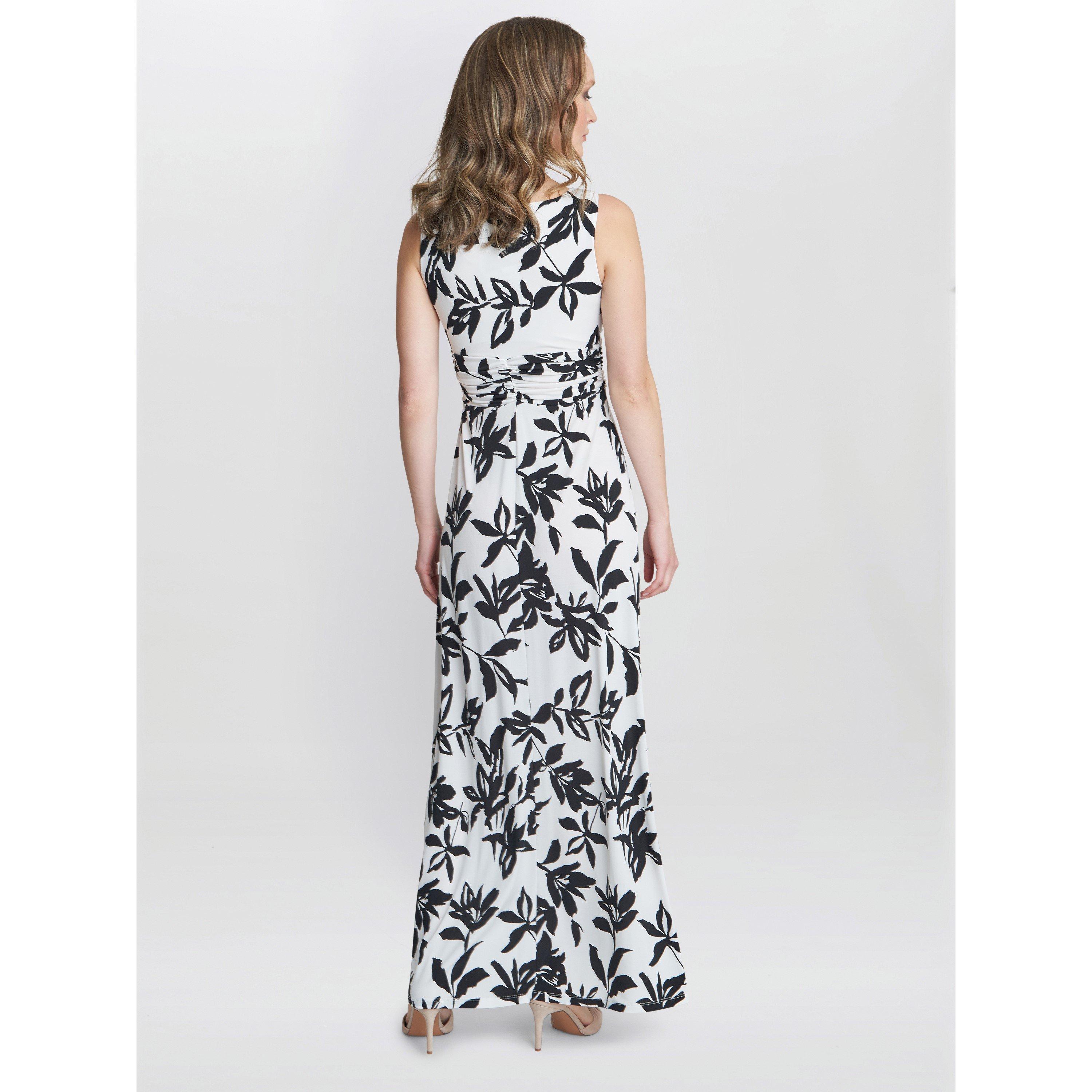 Off White / Bk - Gina Bacconi - Jacquelin Jersey Maxi Dress - 2
