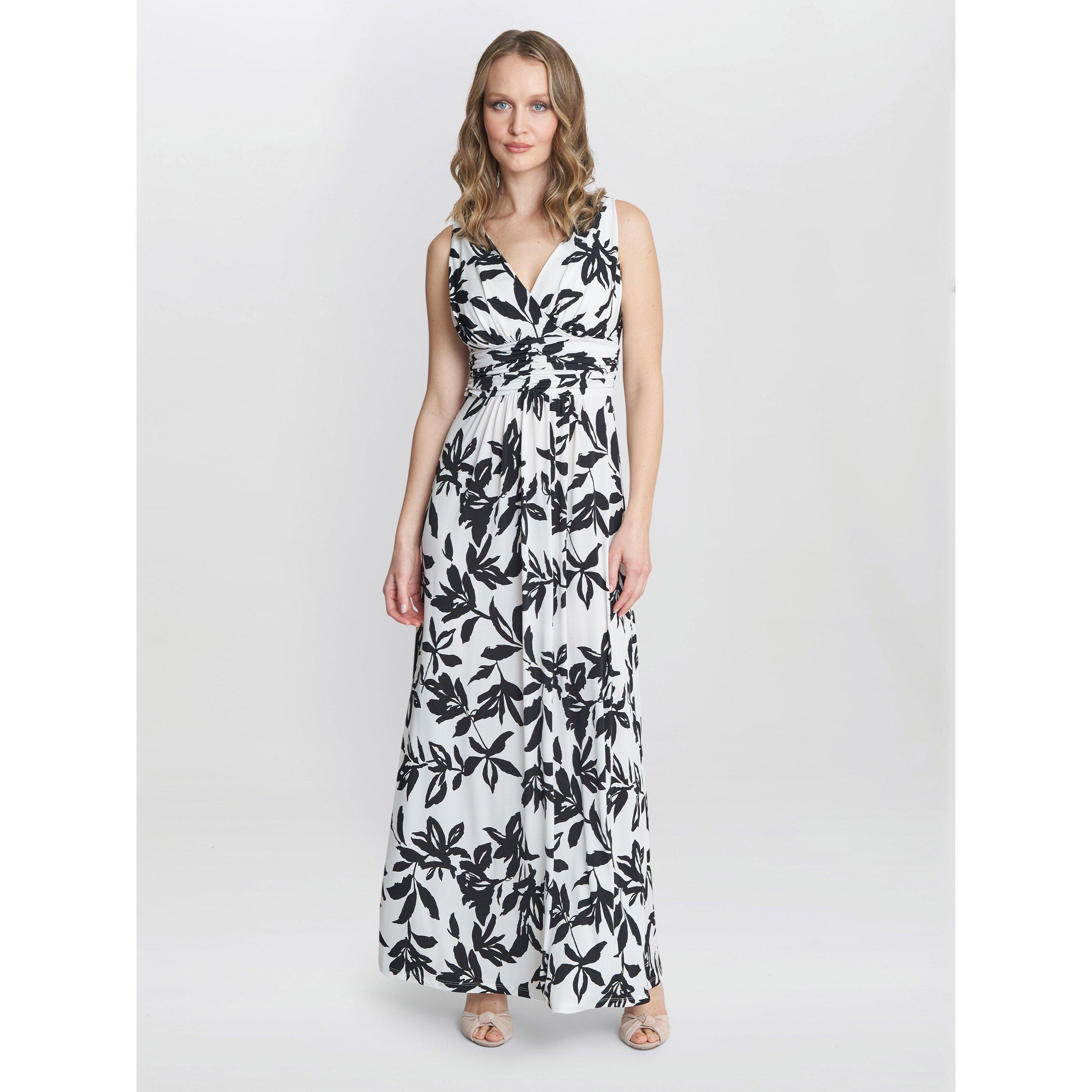 Off White / Bk - Gina Bacconi - Jacquelin Jersey Maxi Dress - 3