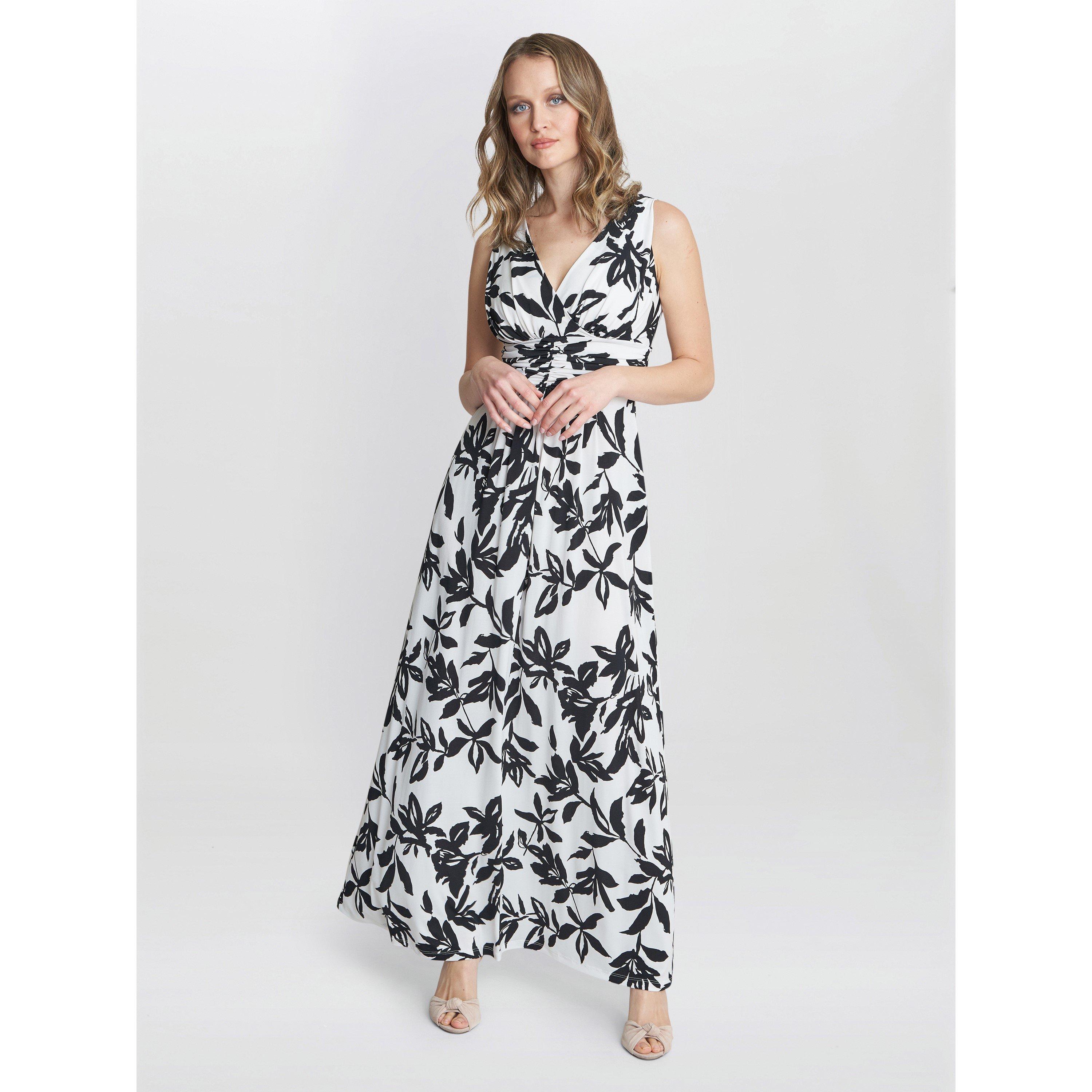 Off White / Bk - Gina Bacconi - Jacquelin Jersey Maxi Dress - 6