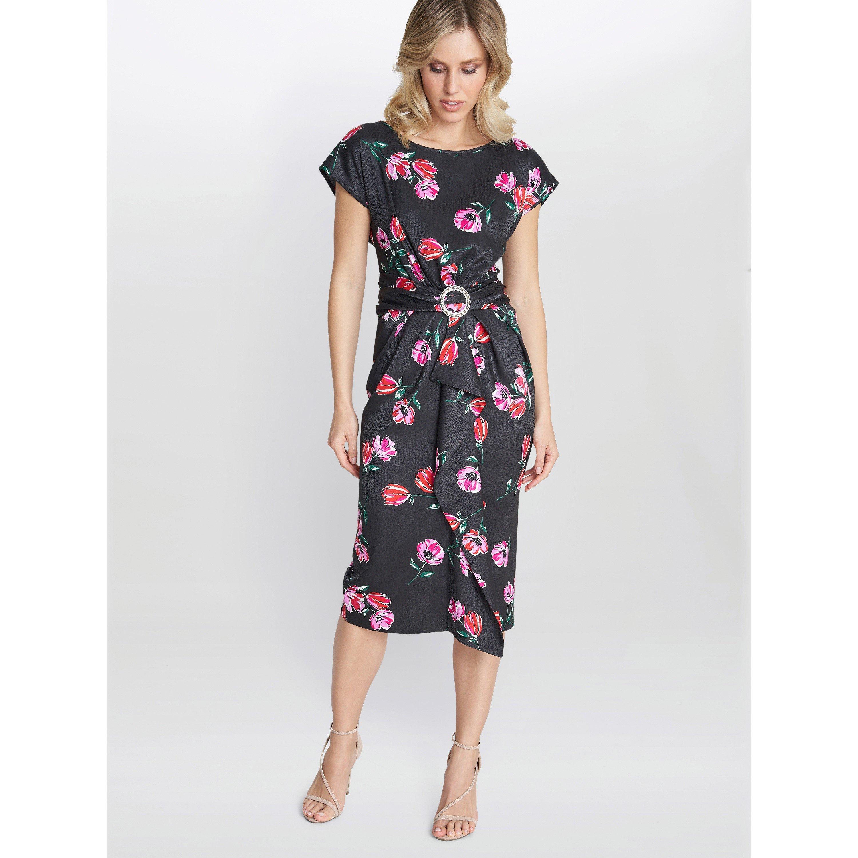 Black Pink - Gina Bacconi - Saffron Floral Print Satin Dress - 3